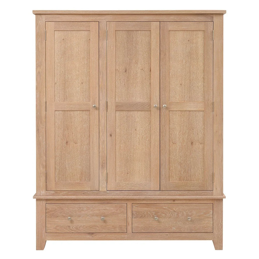 INGLESHAM WHITEWASH OAK Triple Wardrobe Quality Furniture Clearance Ltd