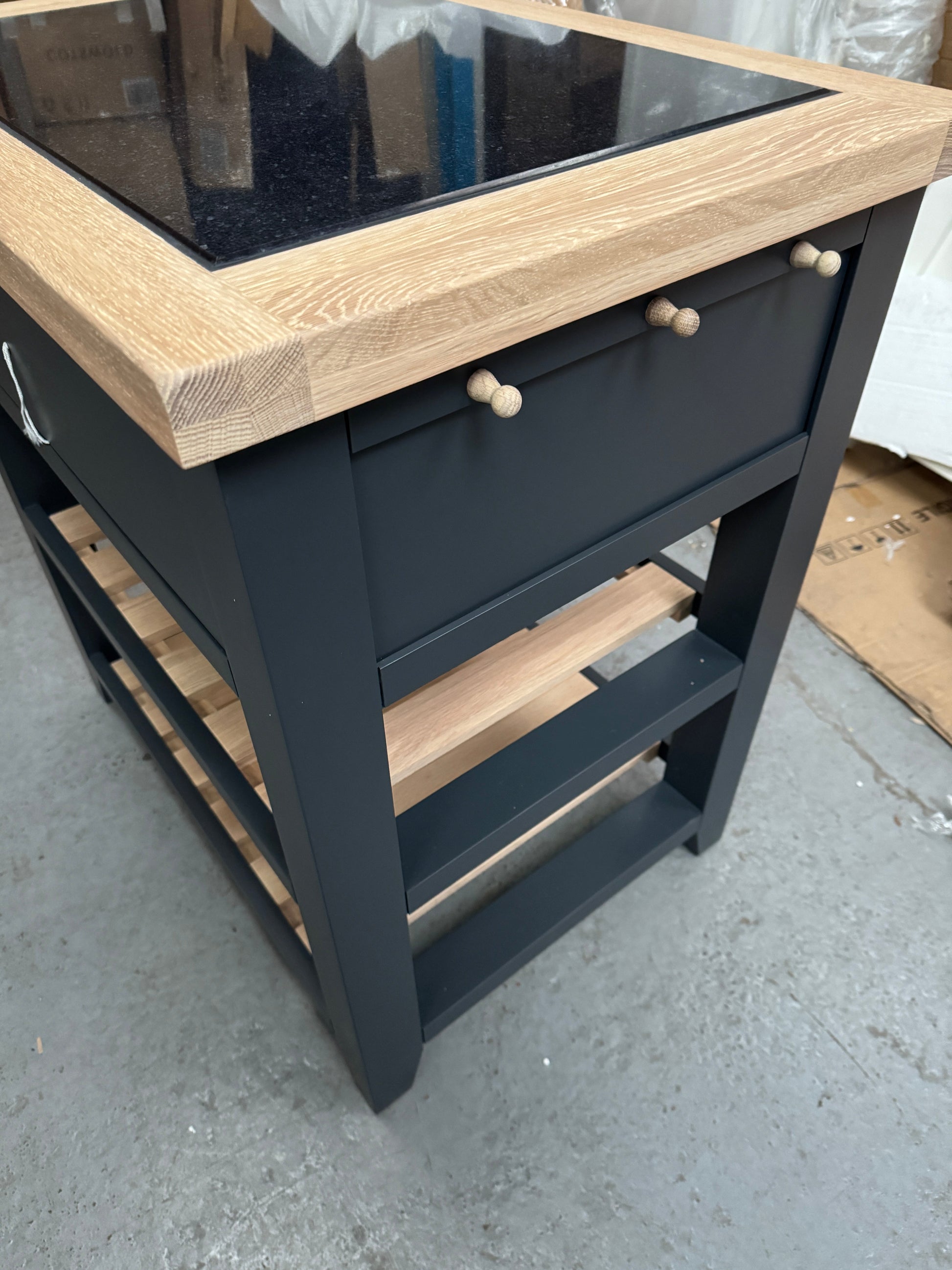 CHESTER CHARCOAL Small Kitchen Island with Granite Top Quality Furniture Clearance Ltd