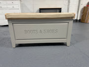 Chester Dove Grey Large Shoe Storage Trunk and Bench furniture delivered