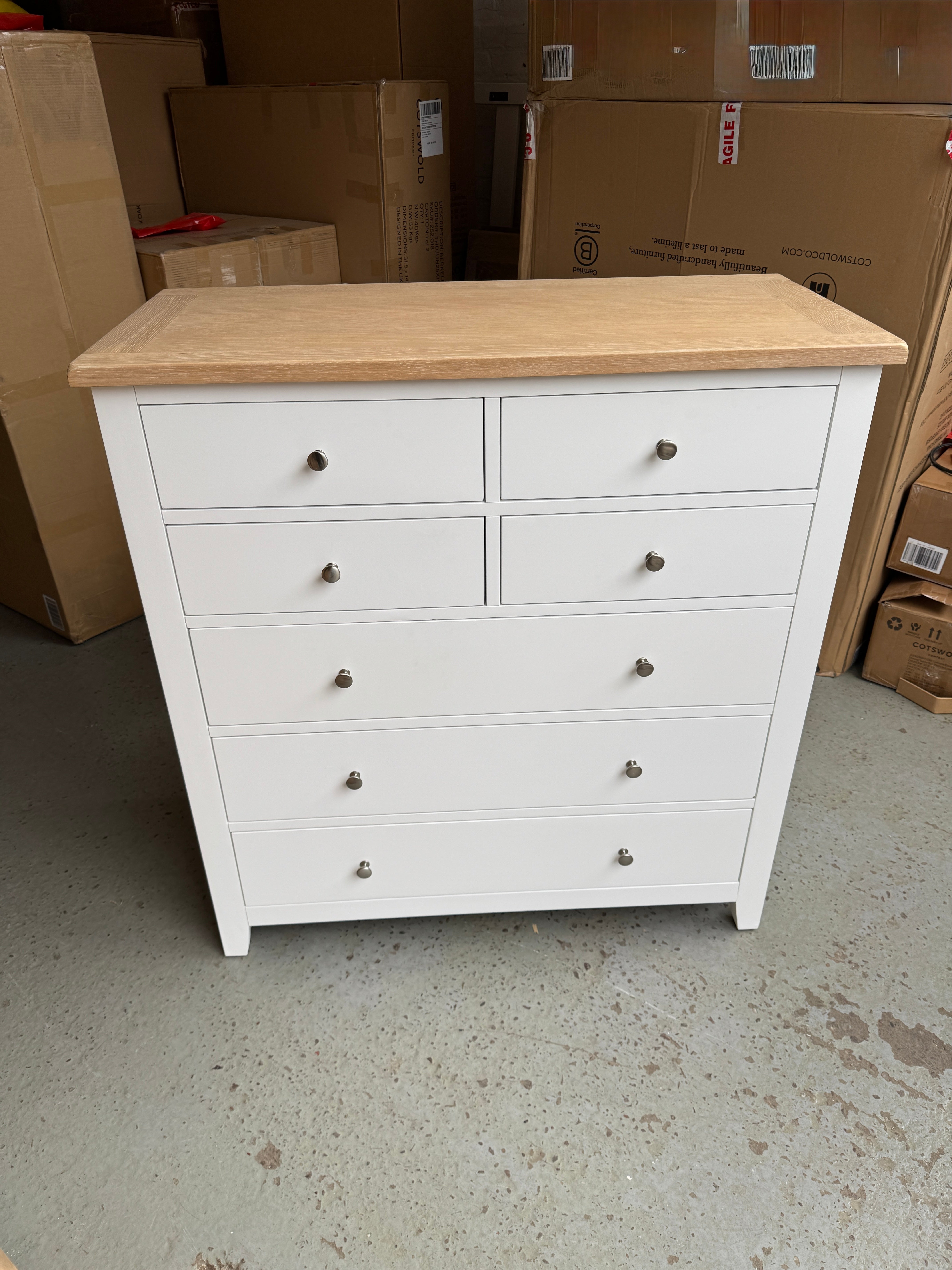 Chester Pure White 7 Drawer Chest Quality Furniture Clearance Ltd