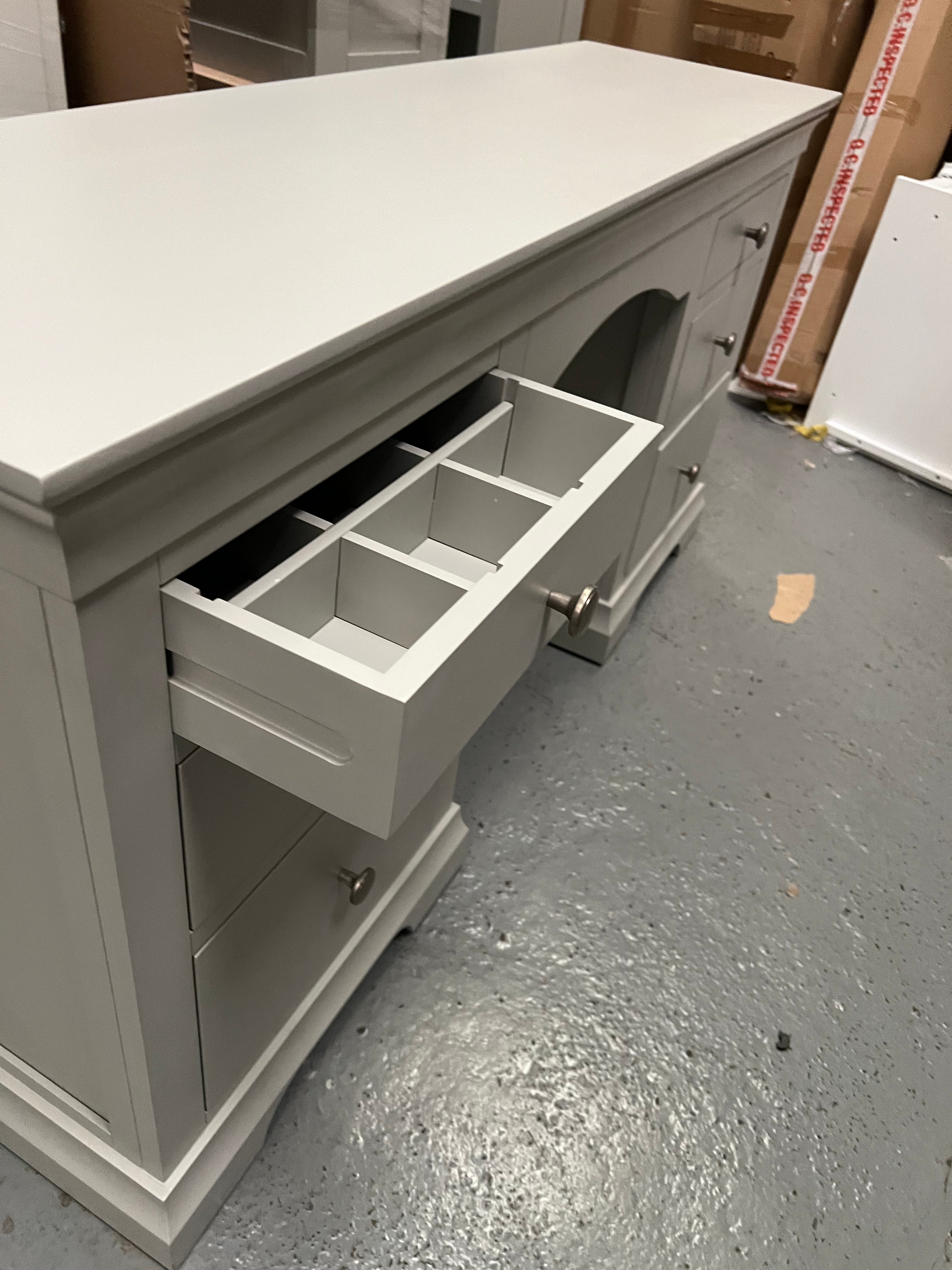 CHANTILLY PEBBLE GREY Double Pedestal Dressing Table Quality Furniture Clearance Ltd