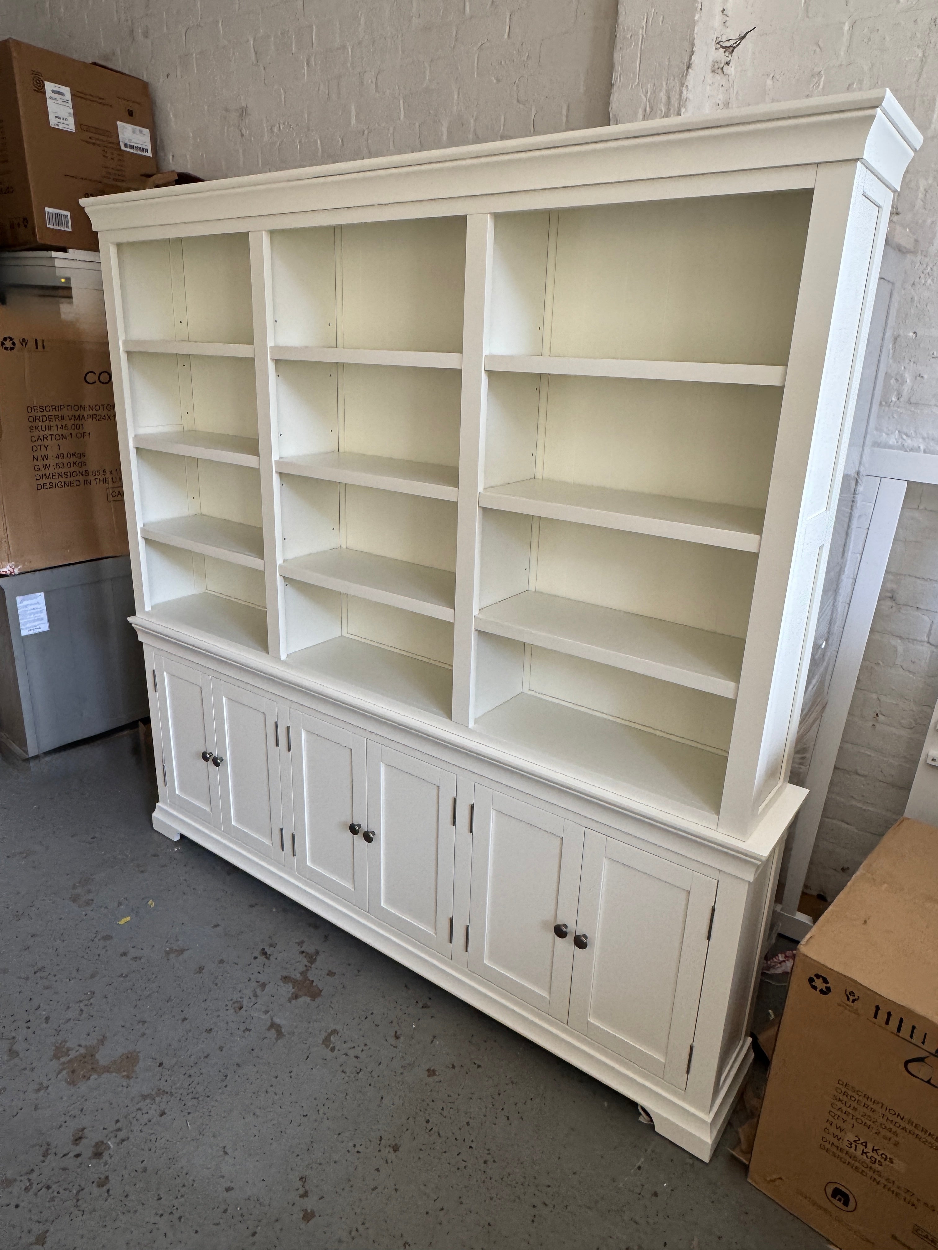 Chantilly Warm White Grand Bookcase Quality Furniture Clearance Ltd