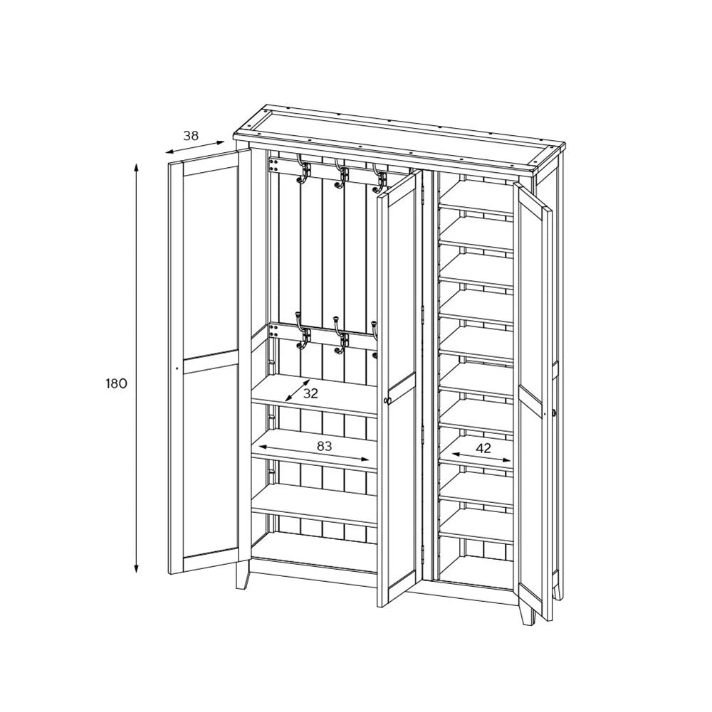 Chester Dove Grey 3 Door Hallway Cloakroom Quality Furniture Clearance Ltd