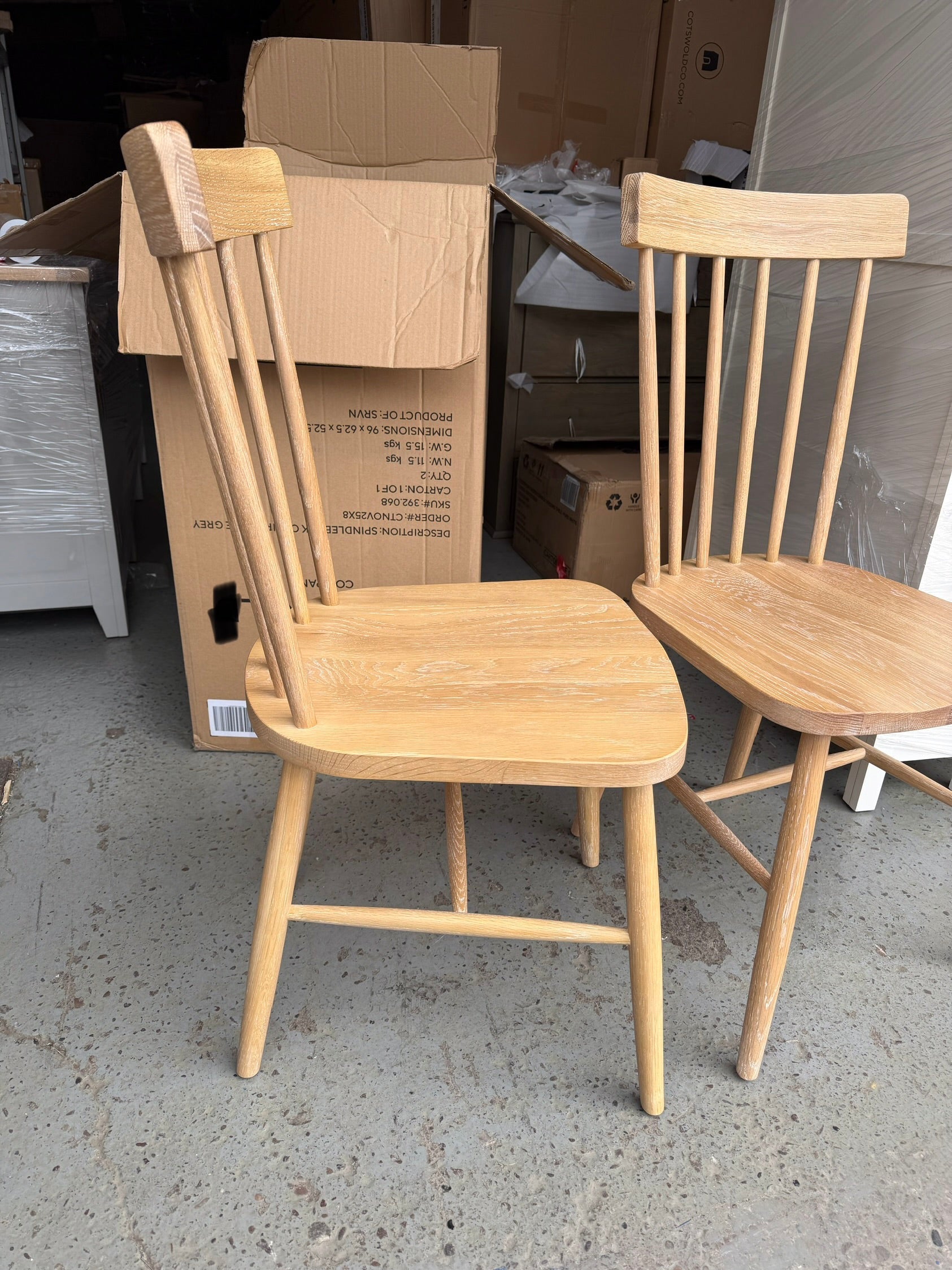 INGLESHAM WHITEWASH OAK Spindleback Chair (Set of two) Quality Furniture Clearance Ltd