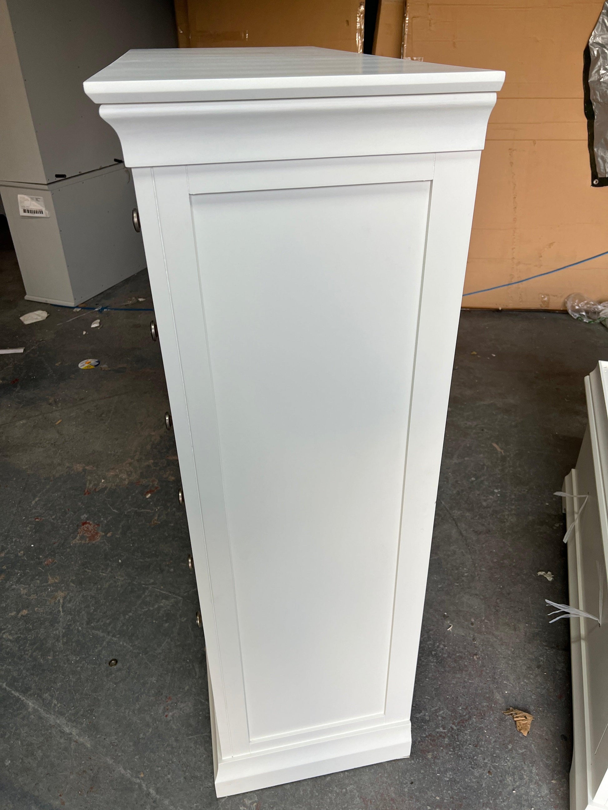 CHANTILLY WARM WHITE Tall 6 Drawer Chest Quality Furniture Clearance Ltd