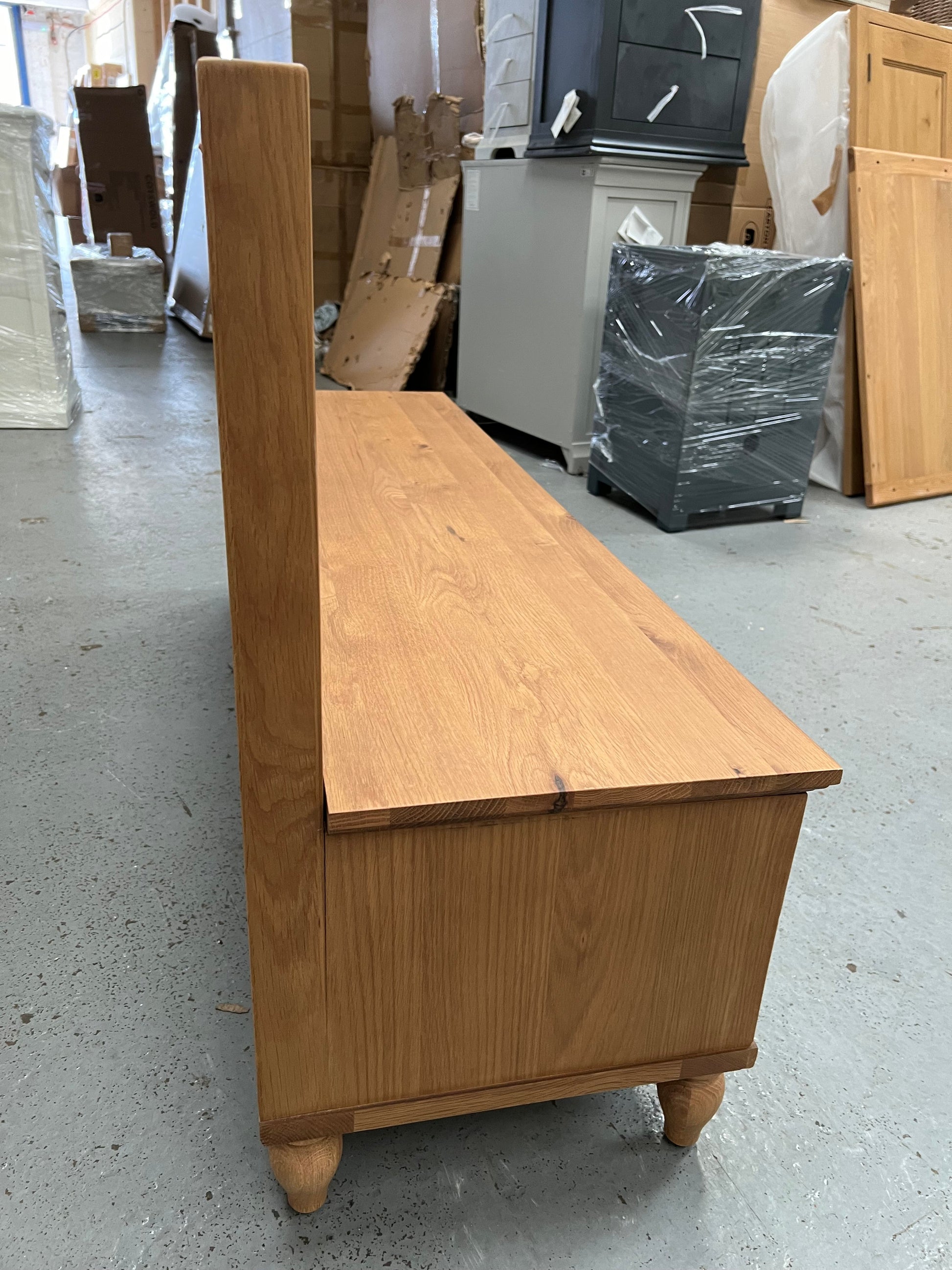 Elkstone Mellow Oak Monks Bench with Storage Quality Furniture Clearance Ltd