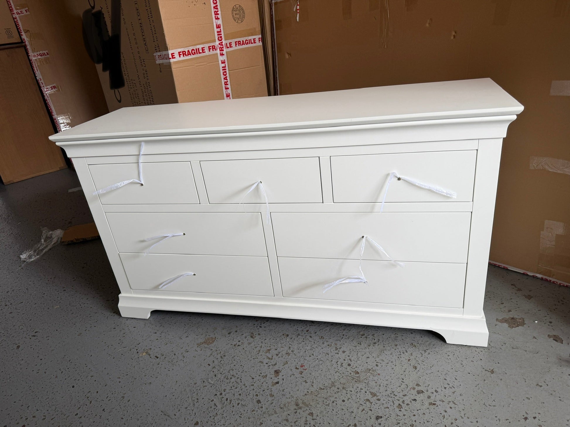 Chantilly Warm White 3 over 4 Drawer Chest furniture delivered