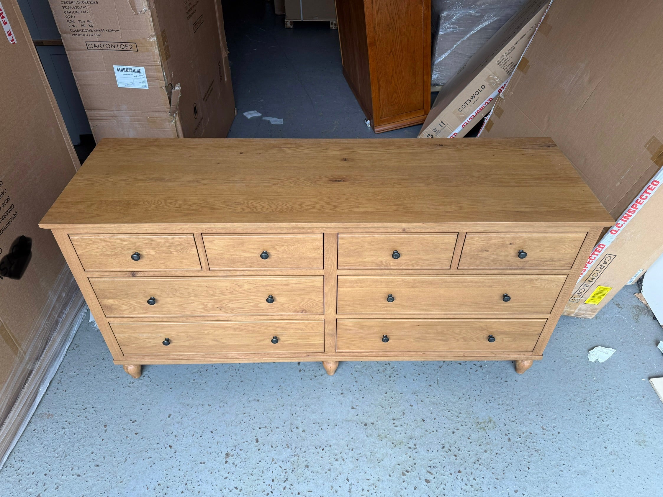 ELKSTONE MELLOW OAK 8 Drawer Wide Chest Quality Furniture Clearance Ltd