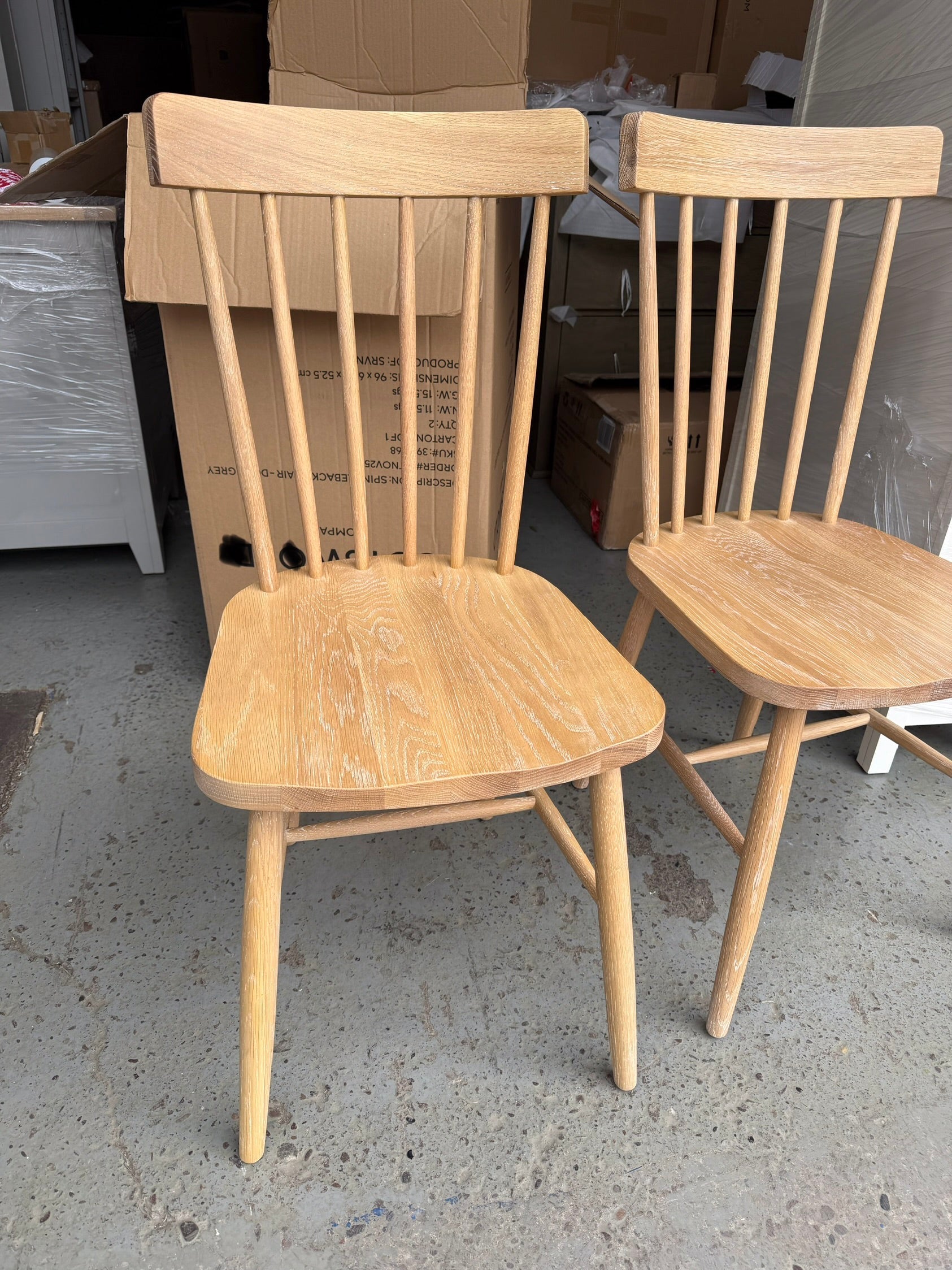 INGLESHAM WHITEWASH OAK Spindleback Chair (Set of two) Quality Furniture Clearance Ltd