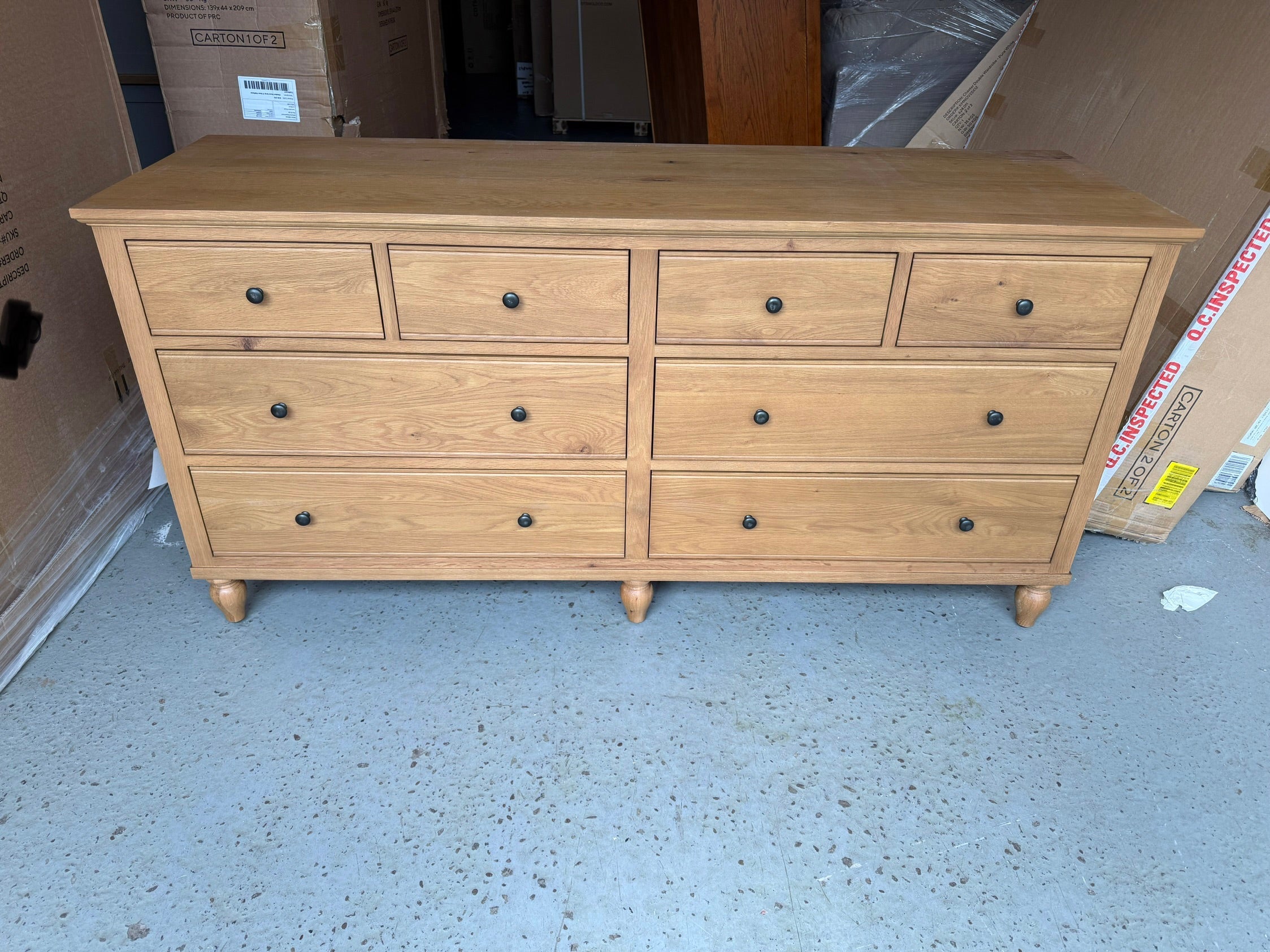 ELKSTONE MELLOW OAK 8 Drawer Wide Chest Quality Furniture Clearance Ltd