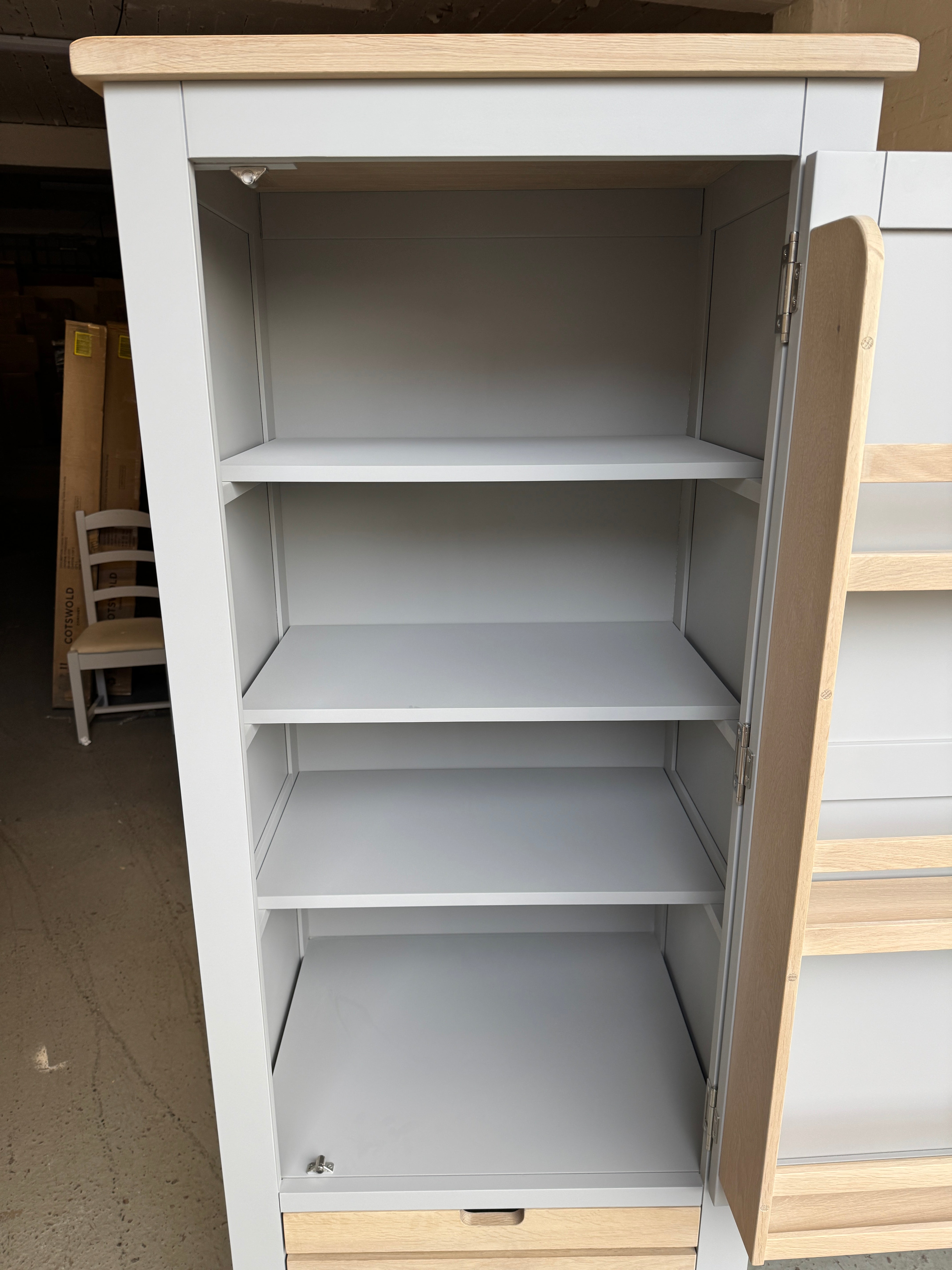 Chester Dove Grey Narrow Larder Quality Furniture Clearance Ltd