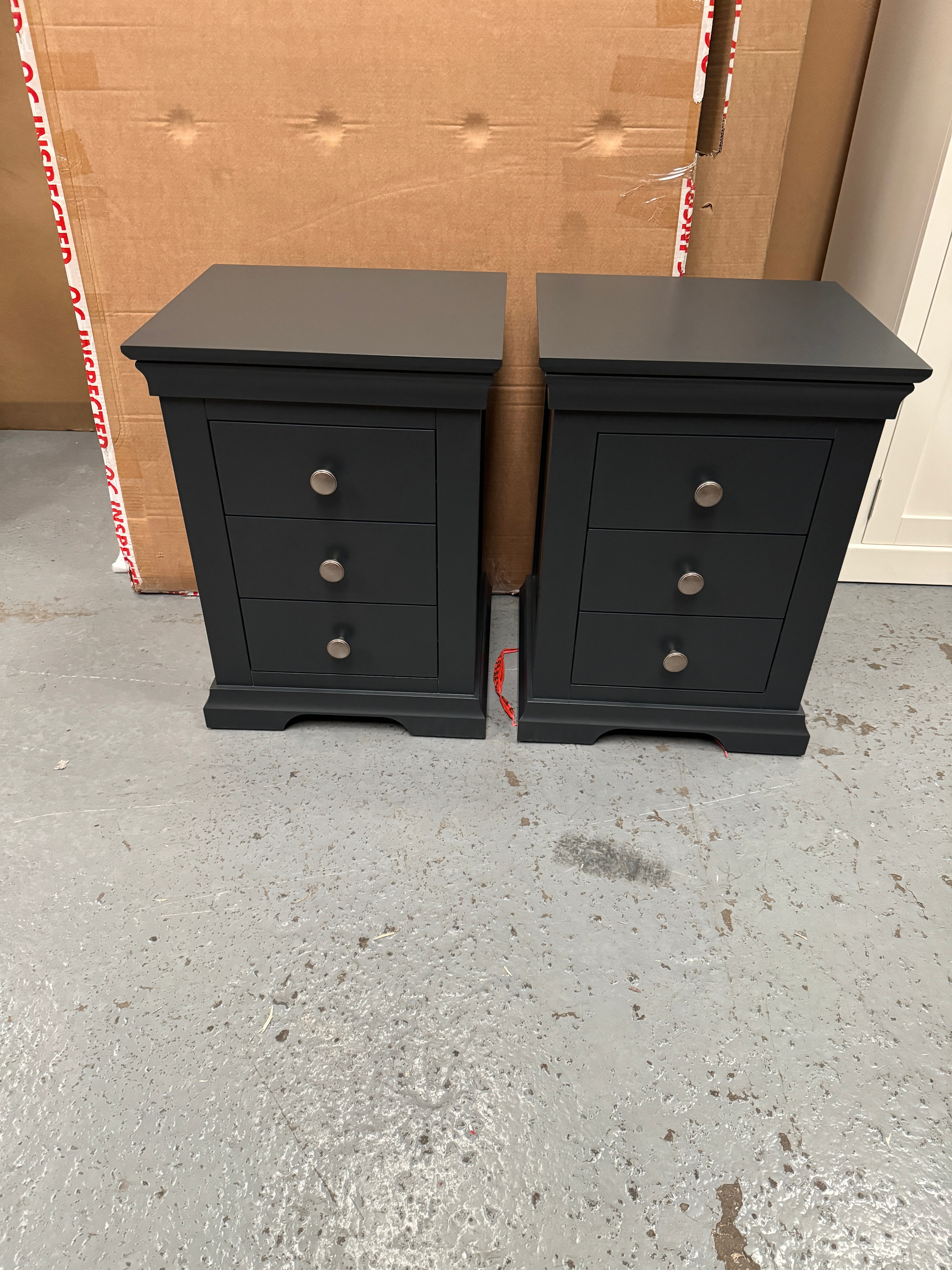 CHANTILLY DUSKY BLACK Set of 2 Bedside Tables Quality Furniture Clearance Ltd