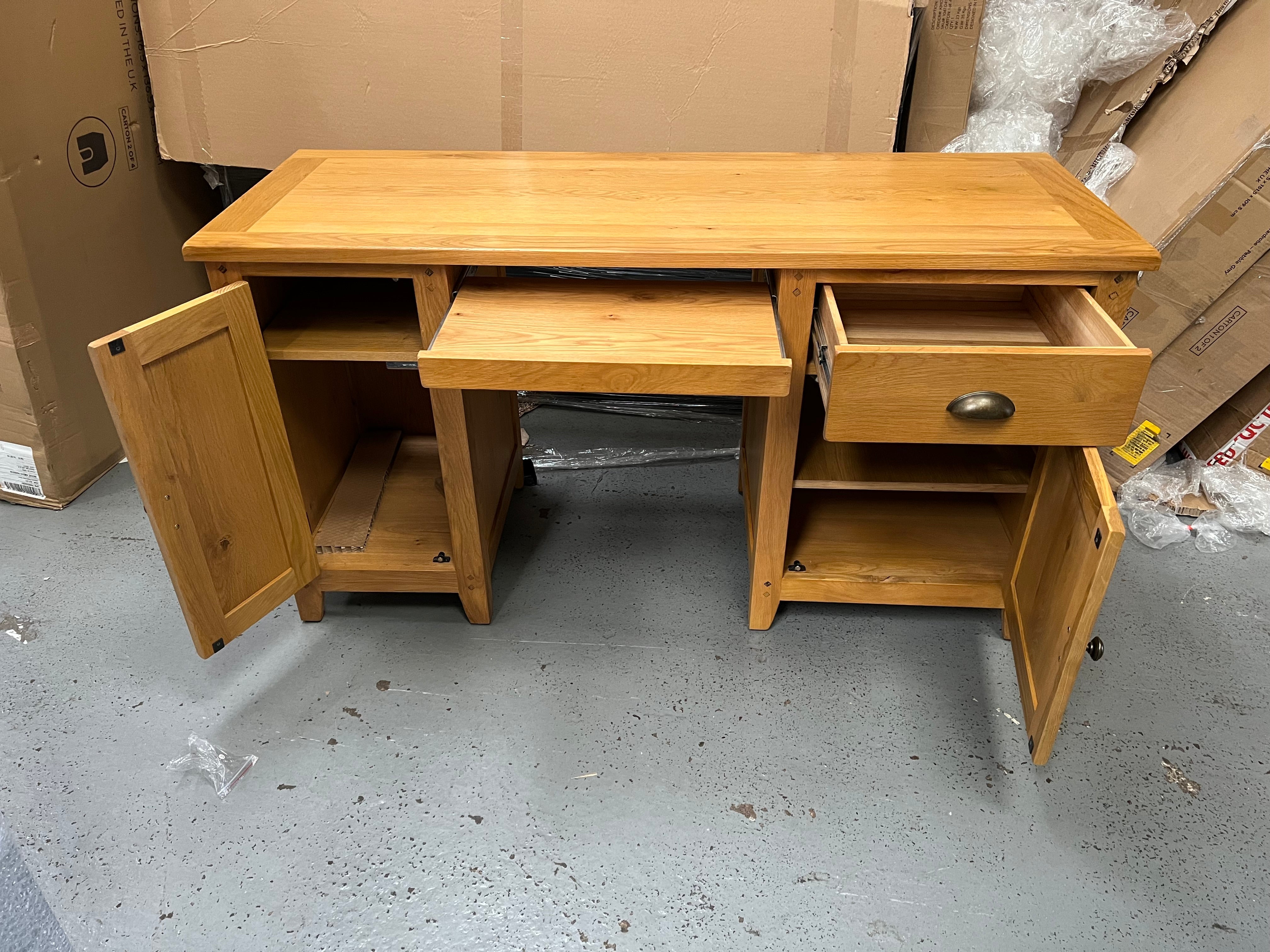 OAKLAND RUSTIC OAK Computer Desk Quality Furniture Clearance Ltd