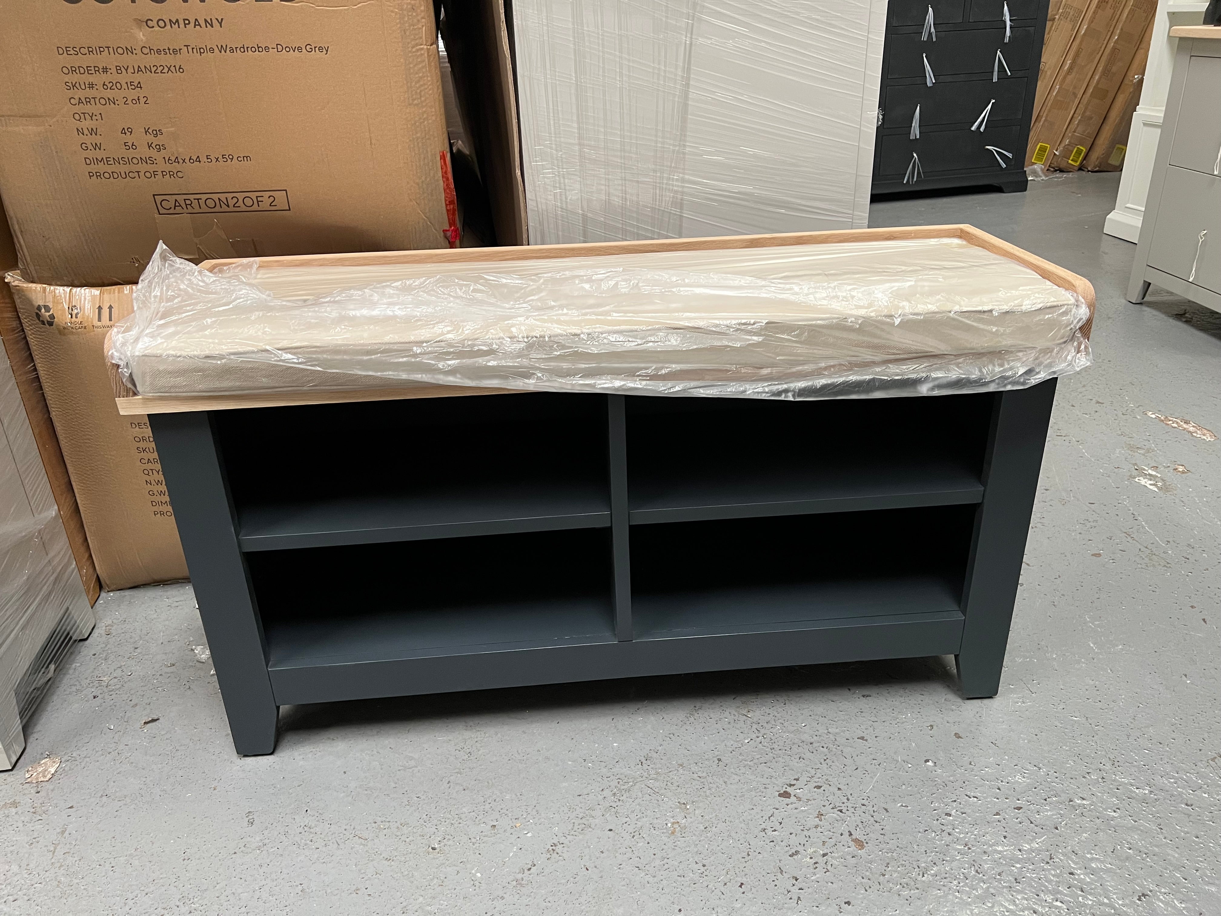 Chester Charcoal Open Shoe Storage Bench furniture delivered