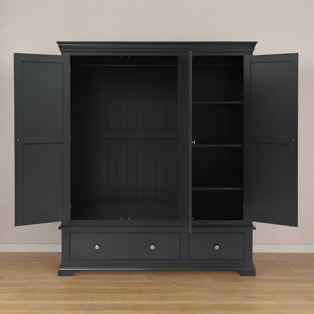 CHANTILLY DUSKY BLACK Triple Wardrobe Quality Furniture Clearance Ltd
