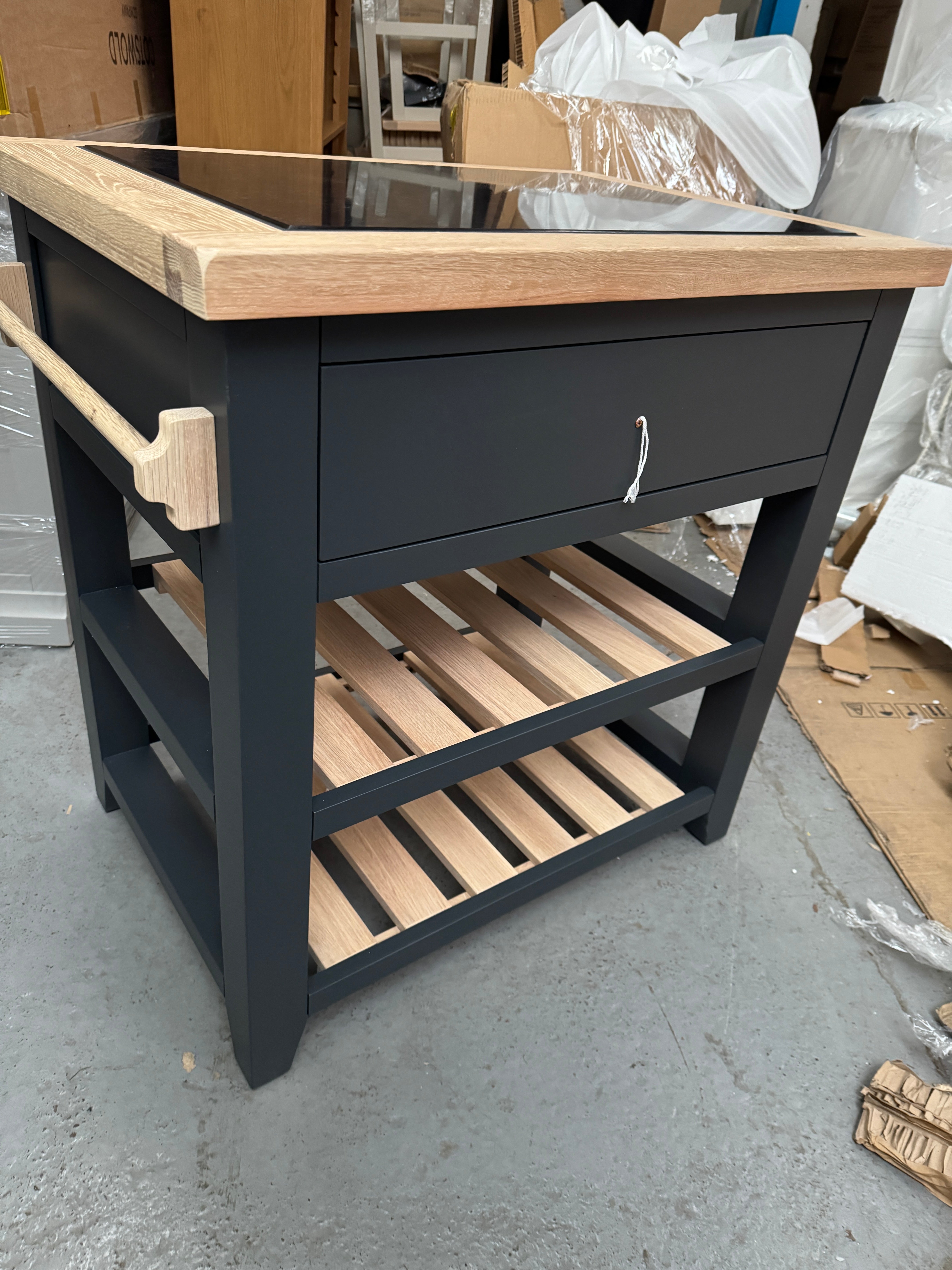 CHESTER CHARCOAL Small Kitchen Island with Granite Top Quality Furniture Clearance Ltd