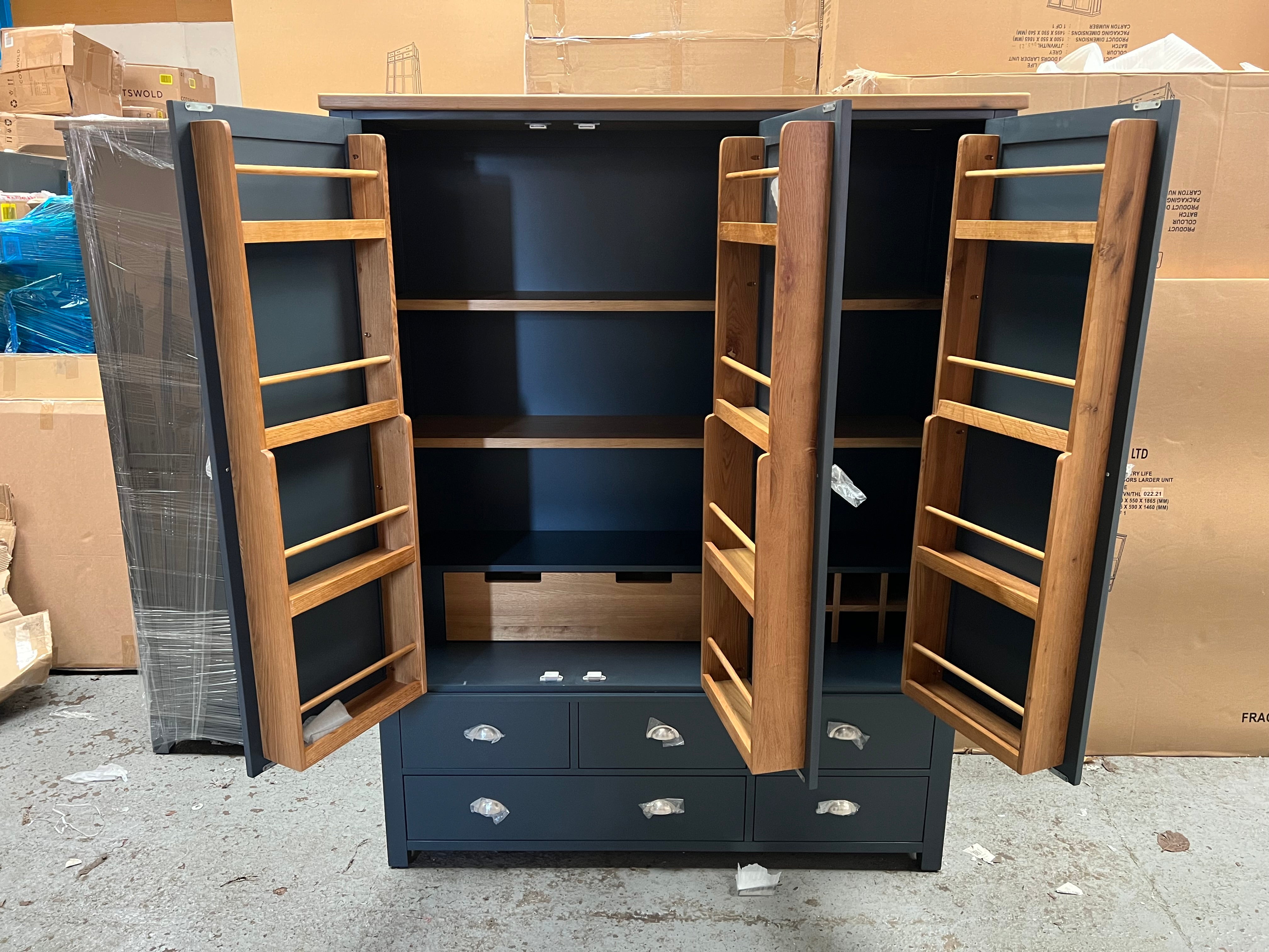 Hampshire ‘Country Life’ Triple Larder - Blue Quality Furniture Clearance Ltd