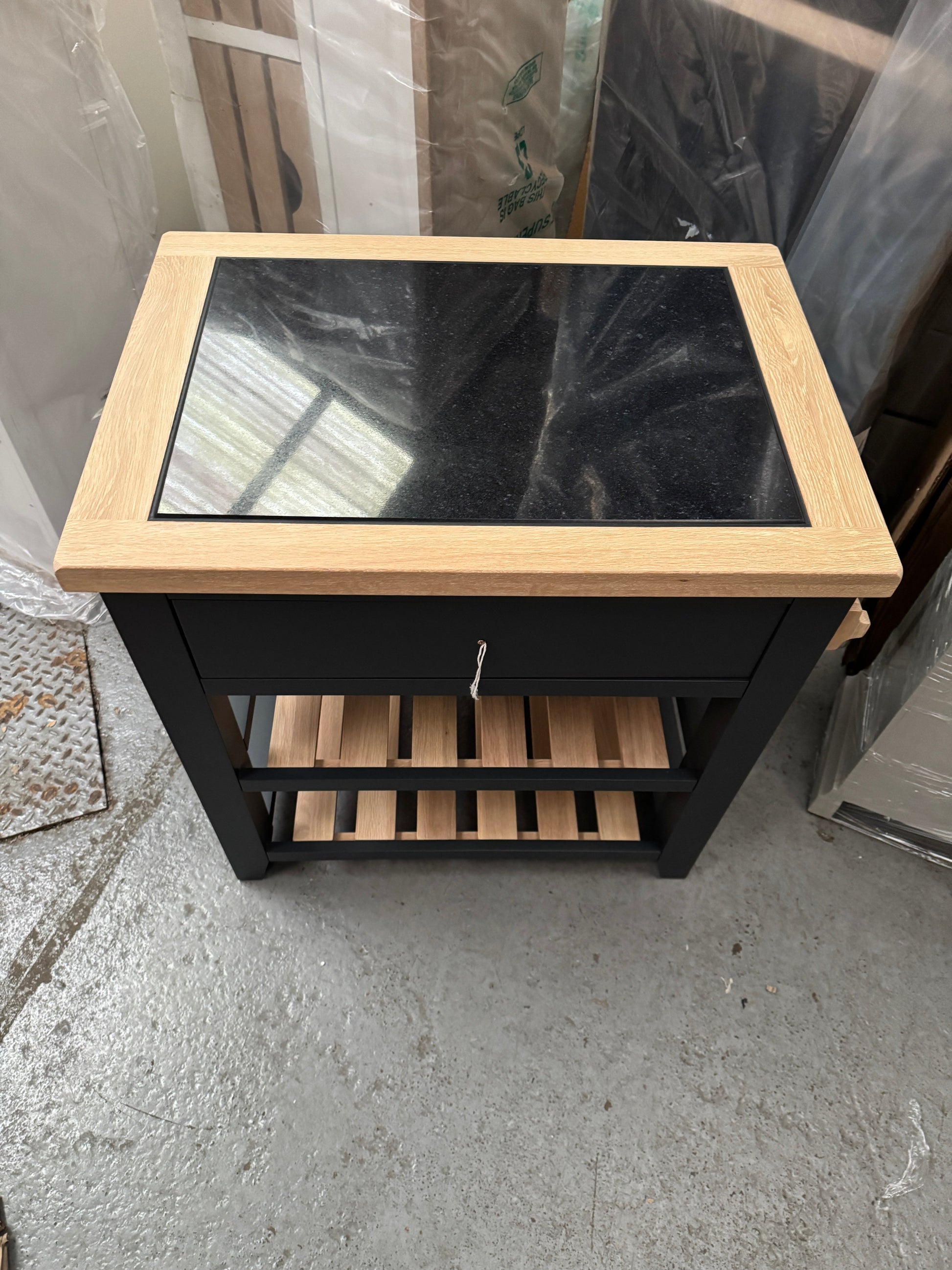 CHESTER CHARCOAL Small Kitchen Island with Granite Top Quality Furniture Clearance Ltd