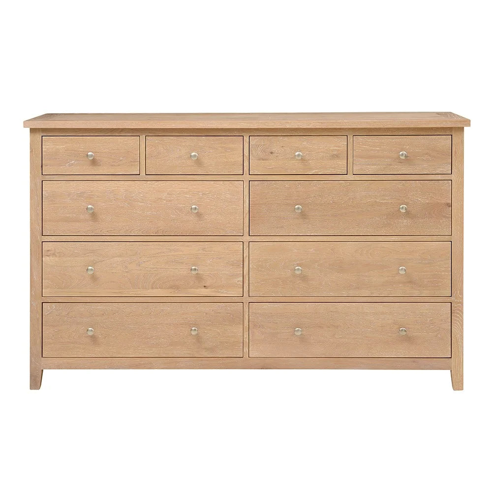 INGLESHAM WHITEWASH OAK 10 Drawer Chest Quality Furniture Clearance Ltd