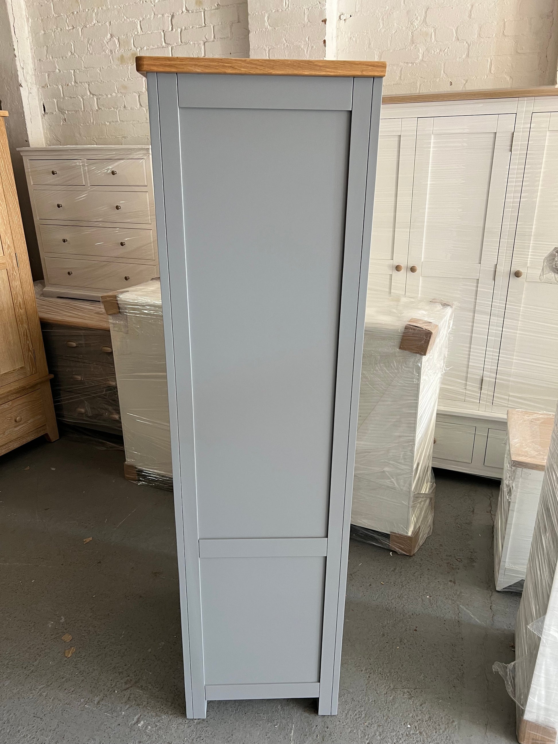 Sussex Storm Grey narrow larder Quality Furniture Clearance Ltd