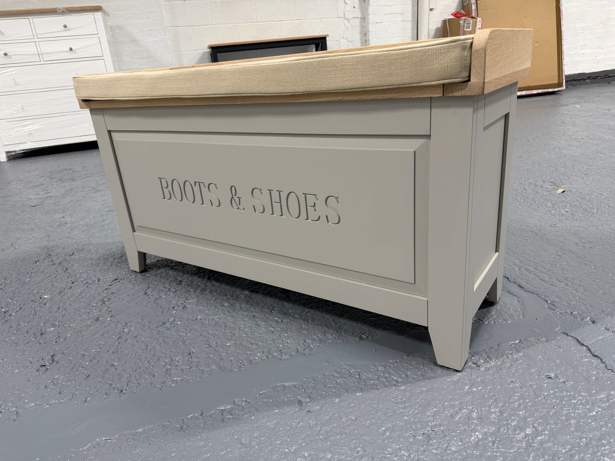 Chester Dove Grey Large Shoe Storage Trunk and Bench furniture delivered