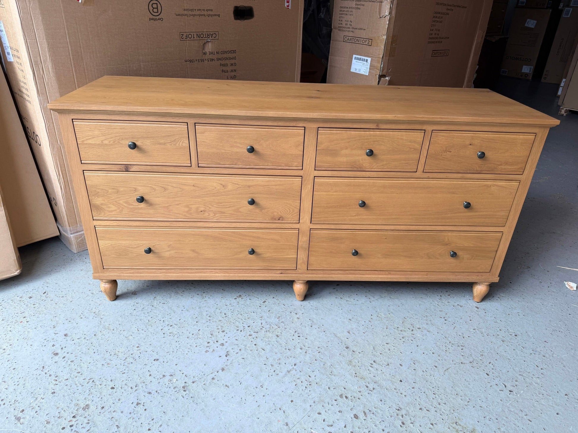 ELKSTONE MELLOW OAK 8 Drawer Wide Chest Quality Furniture Clearance Ltd