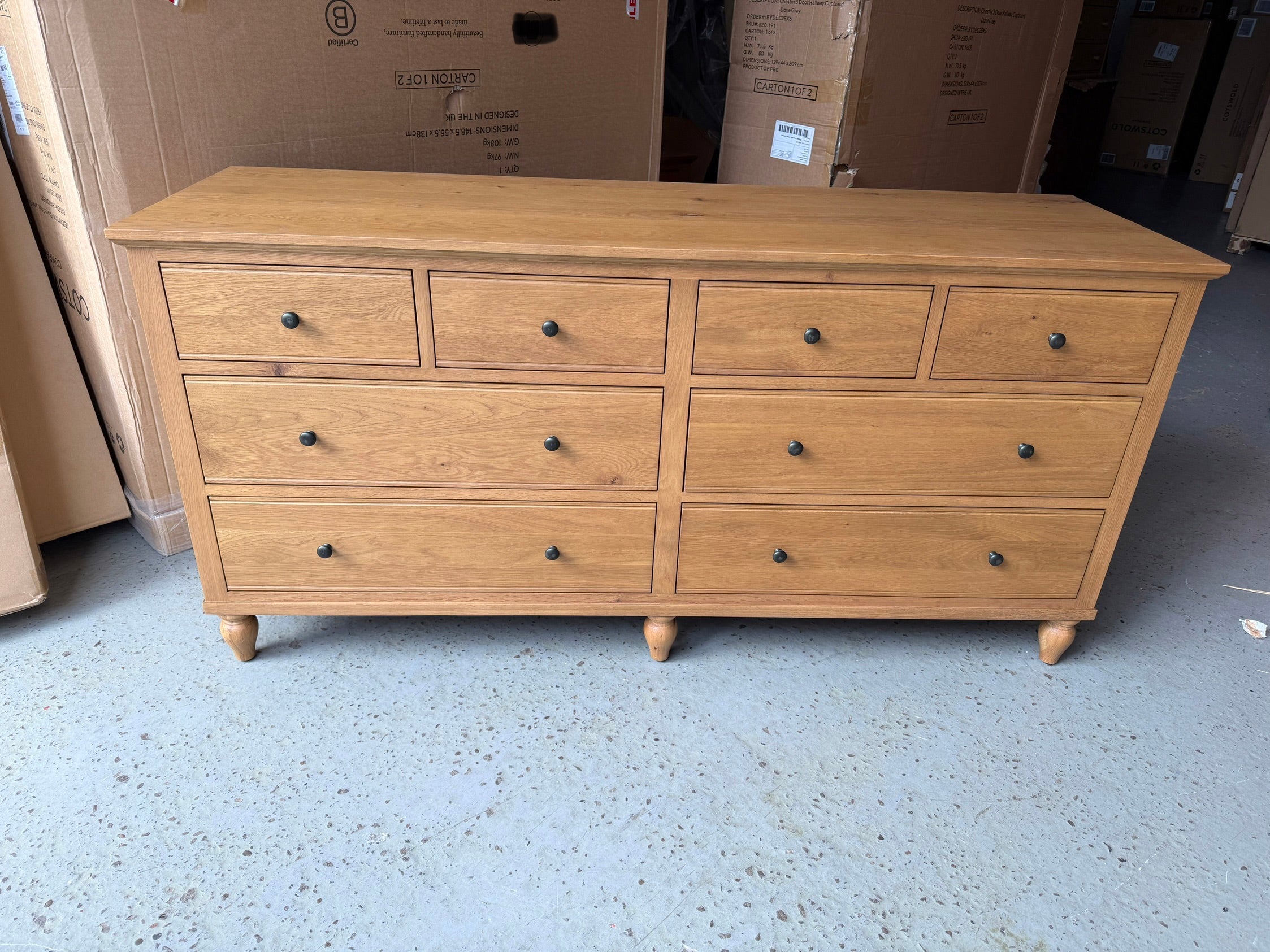 ELKSTONE MELLOW OAK 8 Drawer Wide Chest Quality Furniture Clearance Ltd