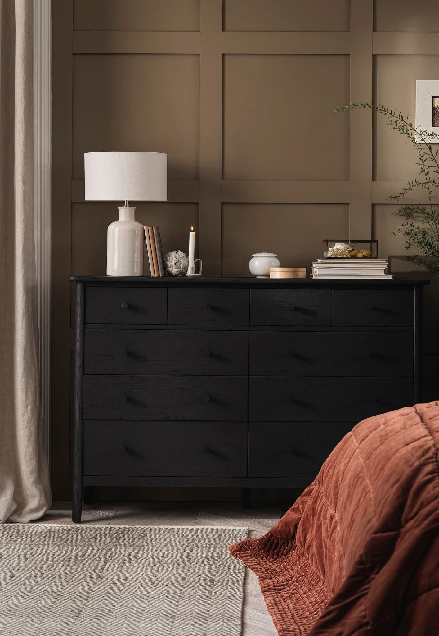 BERKELEY BLACK OAK 10 Drawer Chest Quality Furniture Clearance Ltd