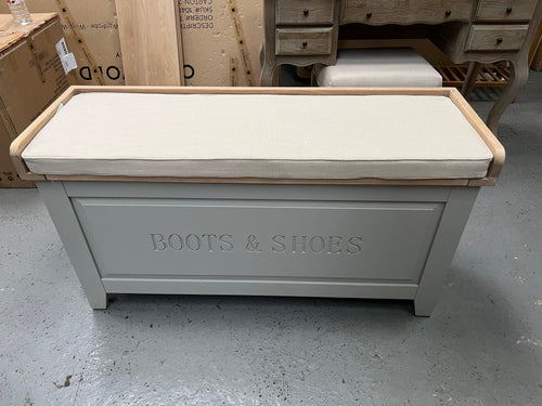 Chester Dove Grey Large Shoe Storage Trunk and Bench furniture delivered