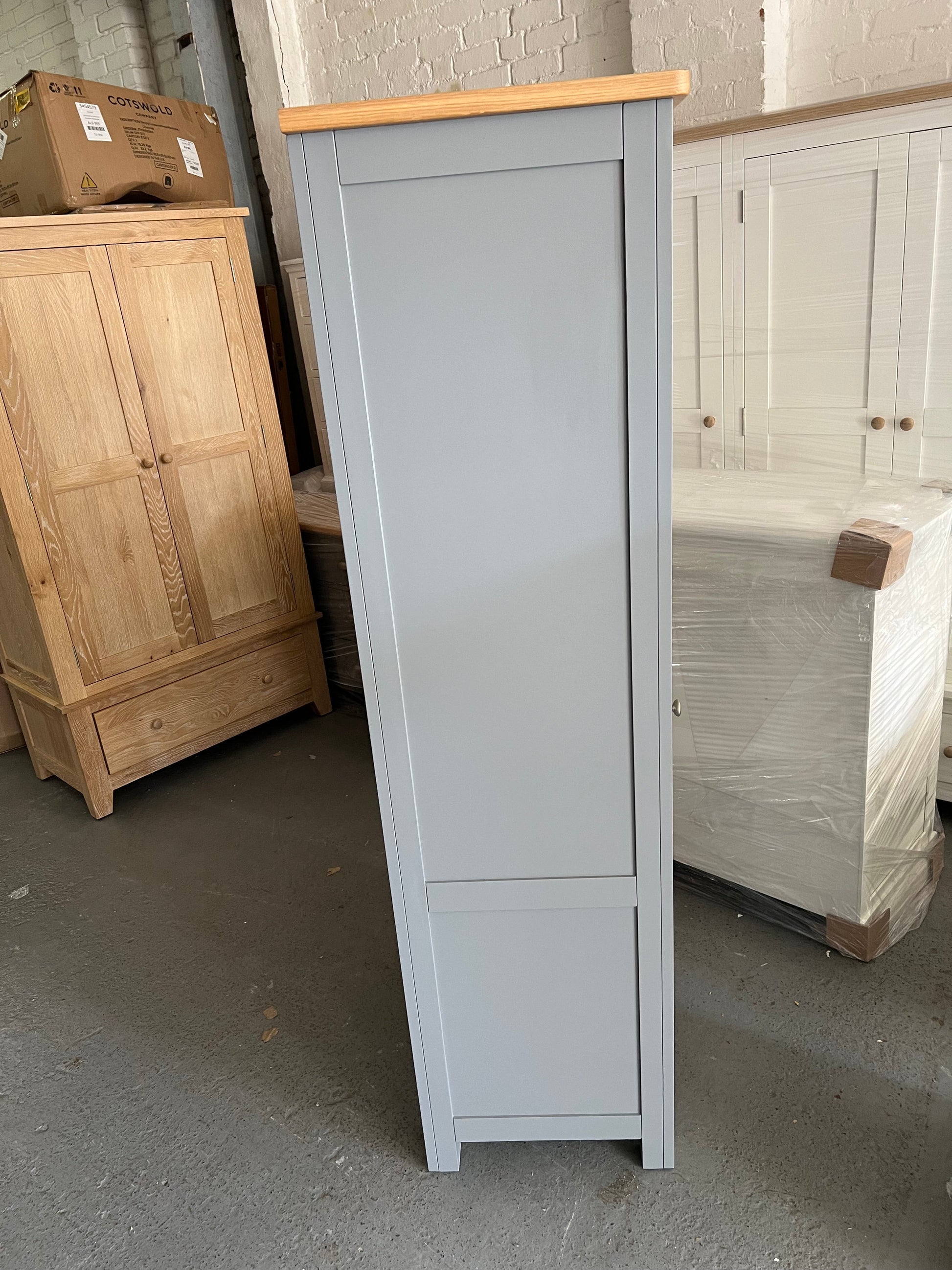 Sussex Storm Grey narrow larder Quality Furniture Clearance Ltd