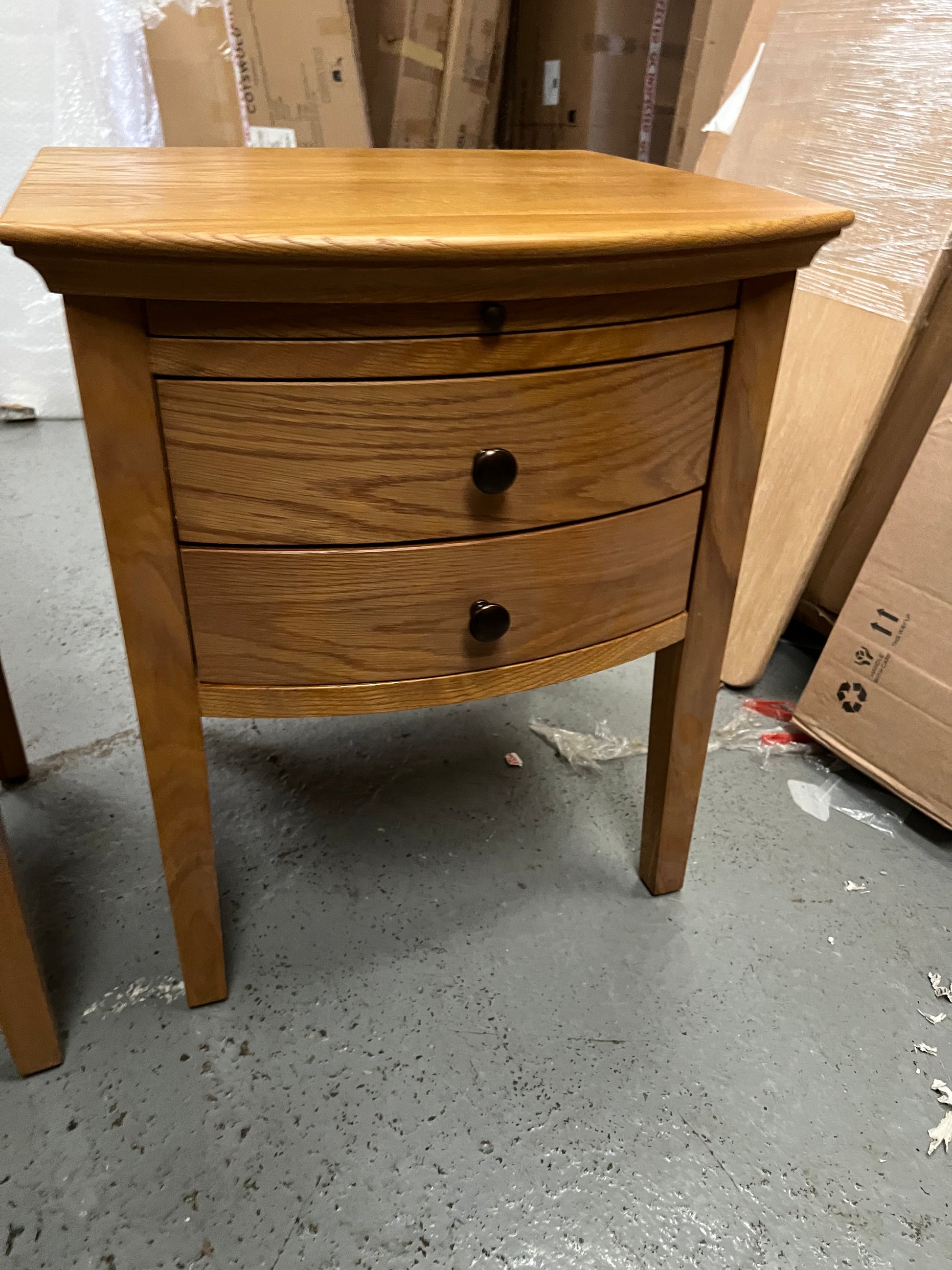 Set of 2 Winchcombe Oiled Oak 2 Drawer Bedside Table - Quality Furniture Clearance Ltd