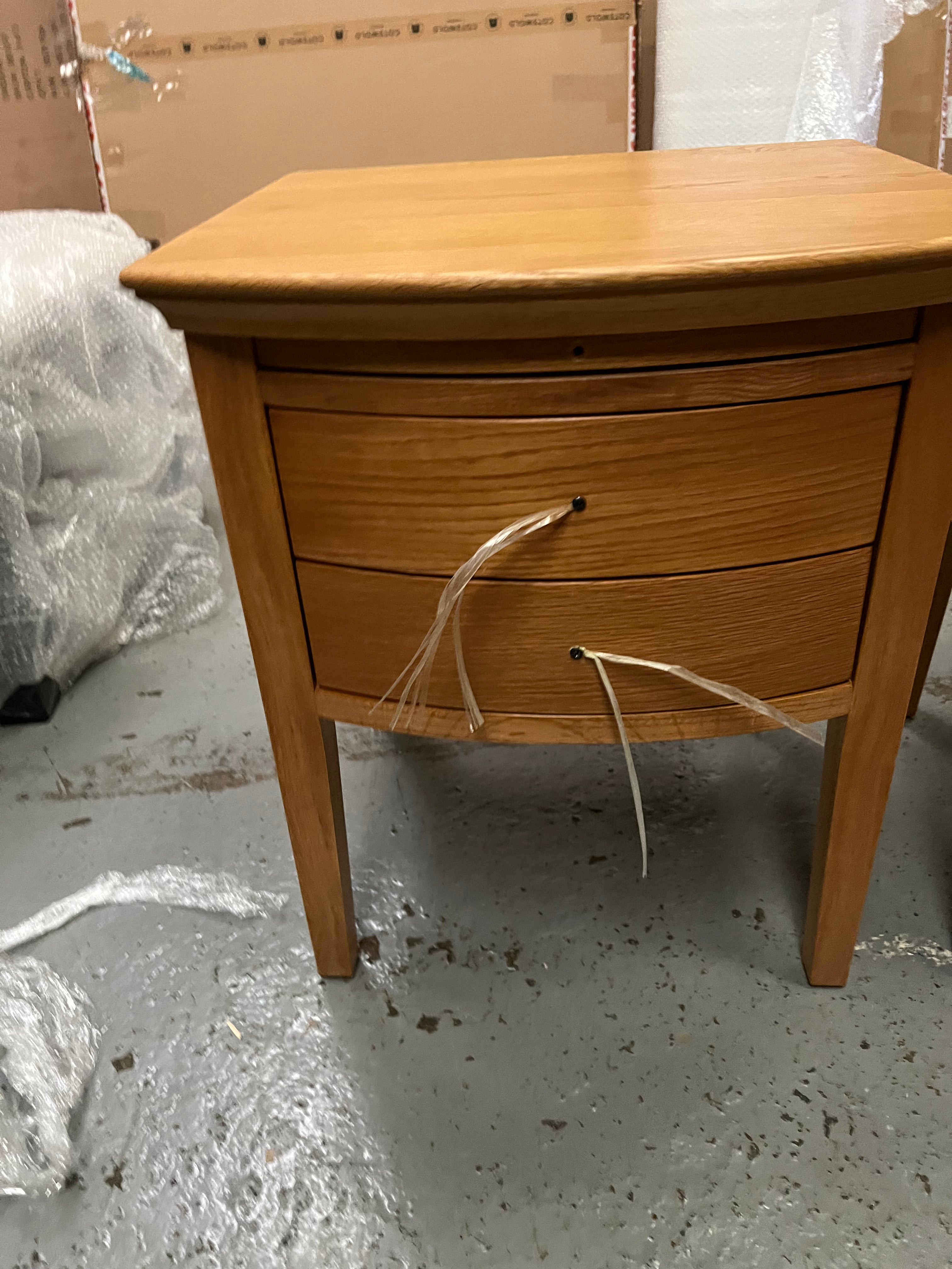 Set of 2 Winchcombe Oiled Oak 2 Drawer Bedside Table - Quality Furniture Clearance Ltd