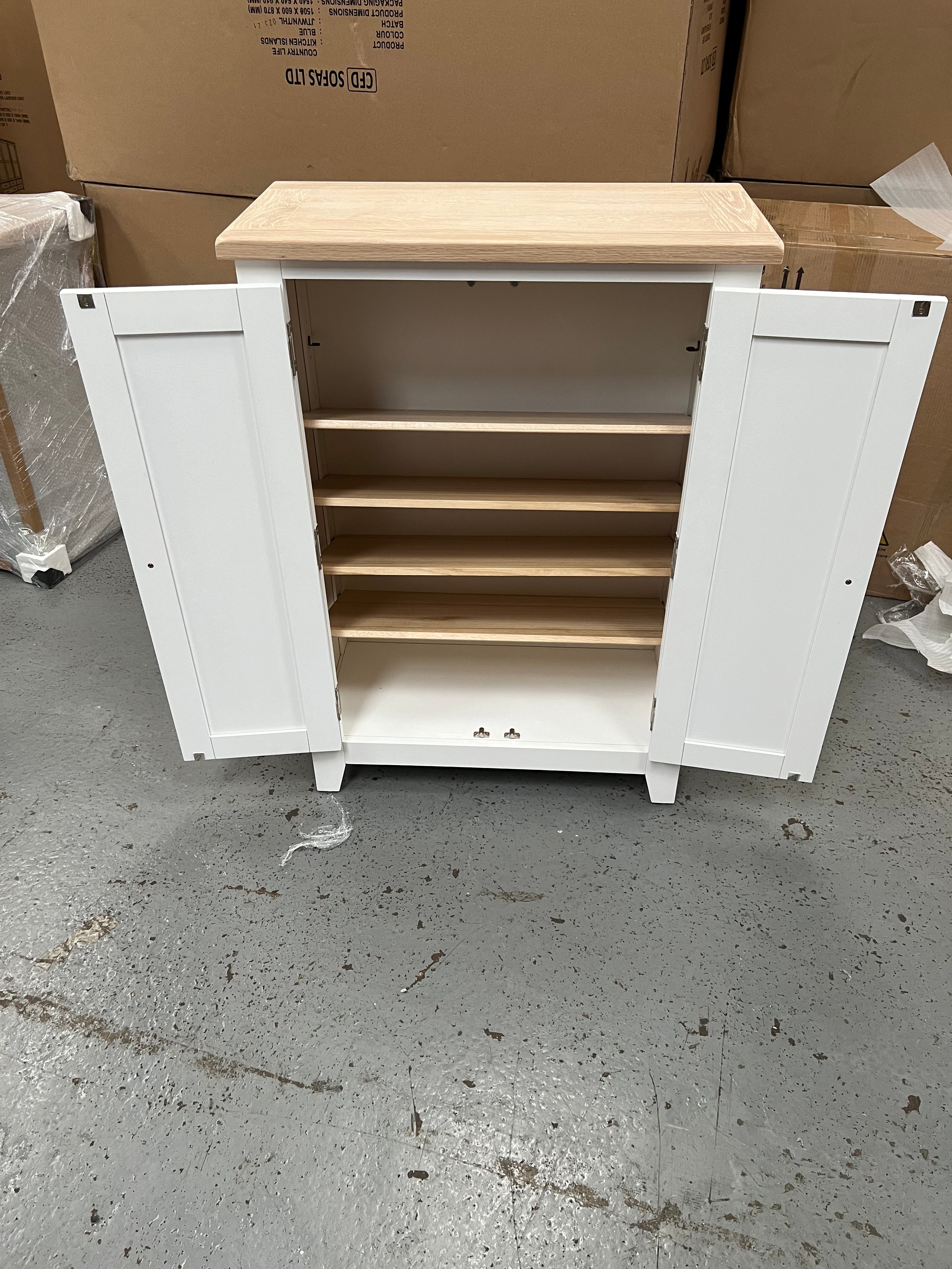 CHESTER PURE WHITE Large Shoe Cupboard Quality Furniture Clearance Ltd
