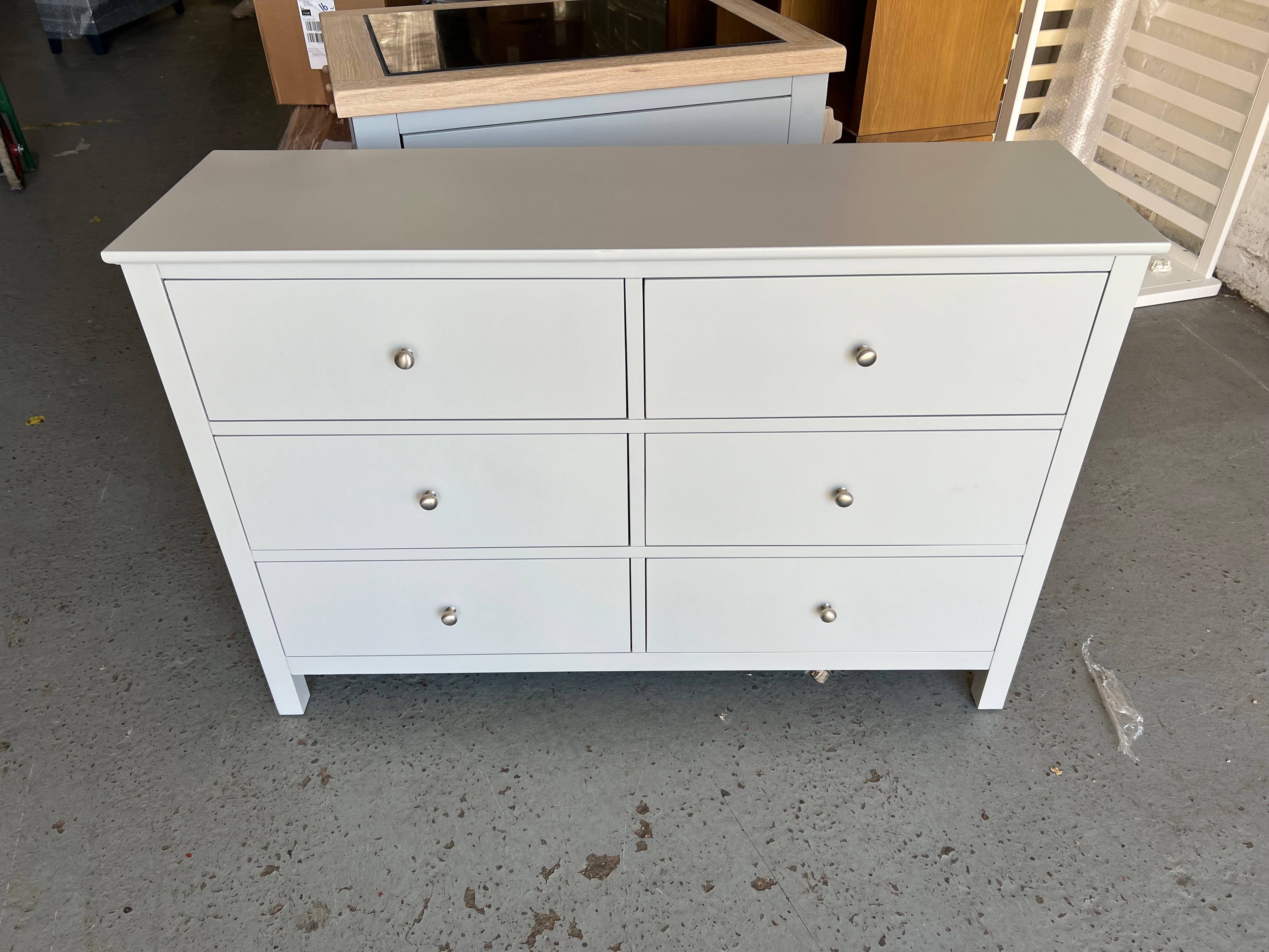 SIMPLY COTSWOLD DOVE GREY 6 Drawer Chest Quality Furniture Clearance Ltd