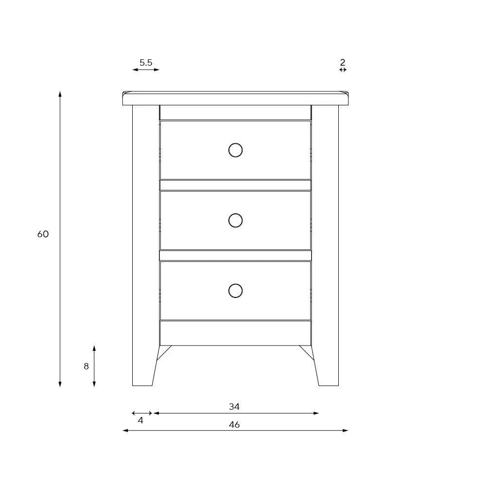 Set of 2 x CHESTER PURE WHITE
3 Drawer Bedside Tables Quality Furniture Clearance Ltd