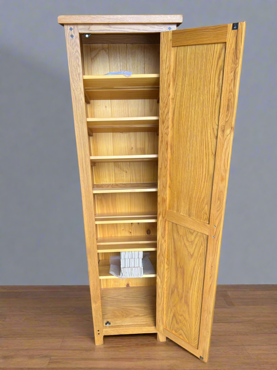 Oakland Rustic Oak Tall Shoe Cupboard Quality Furniture Clearance Ltd