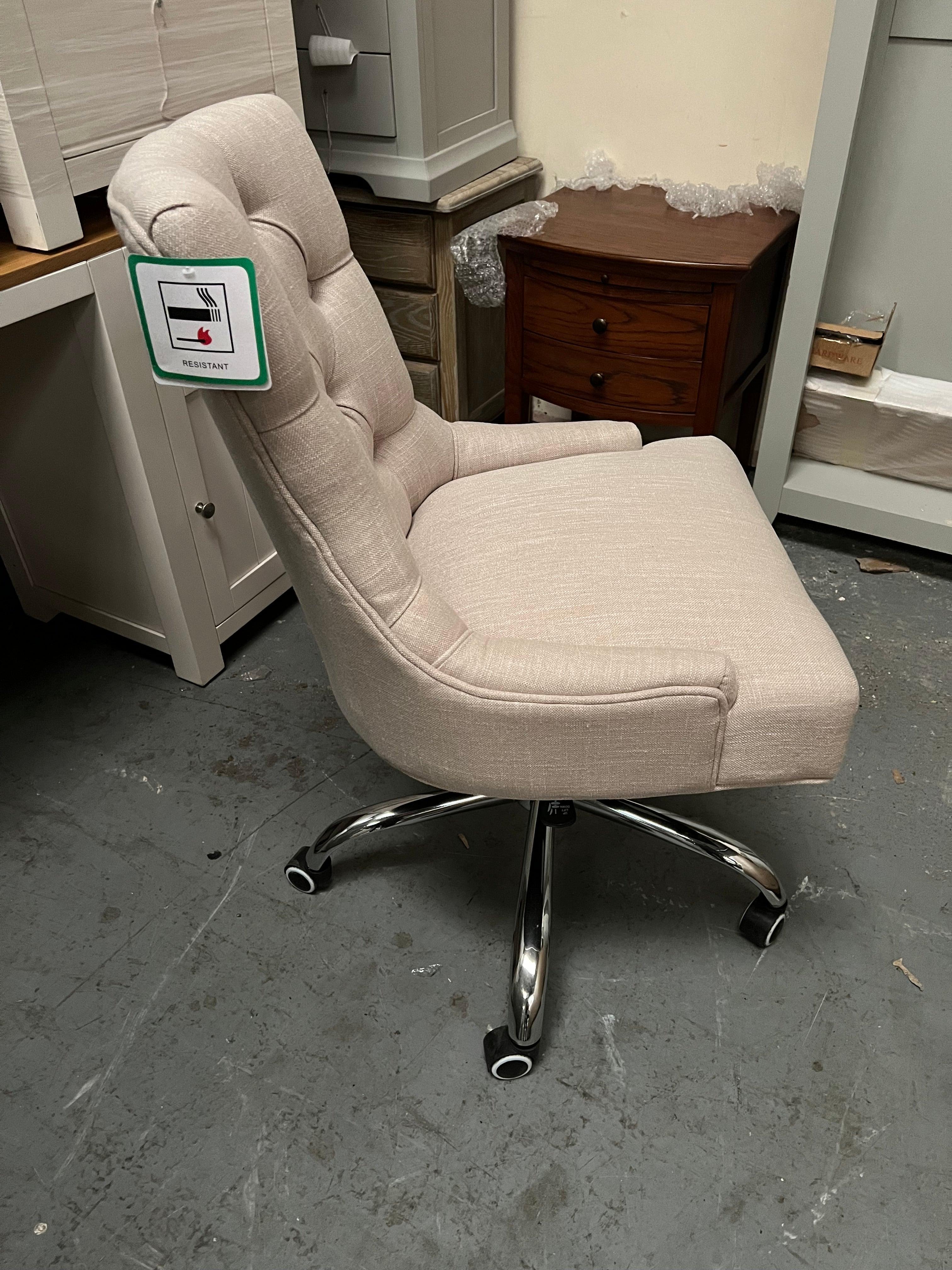 Upholstered Office Chair - Stone Linen Quality Furniture Clearance Ltd