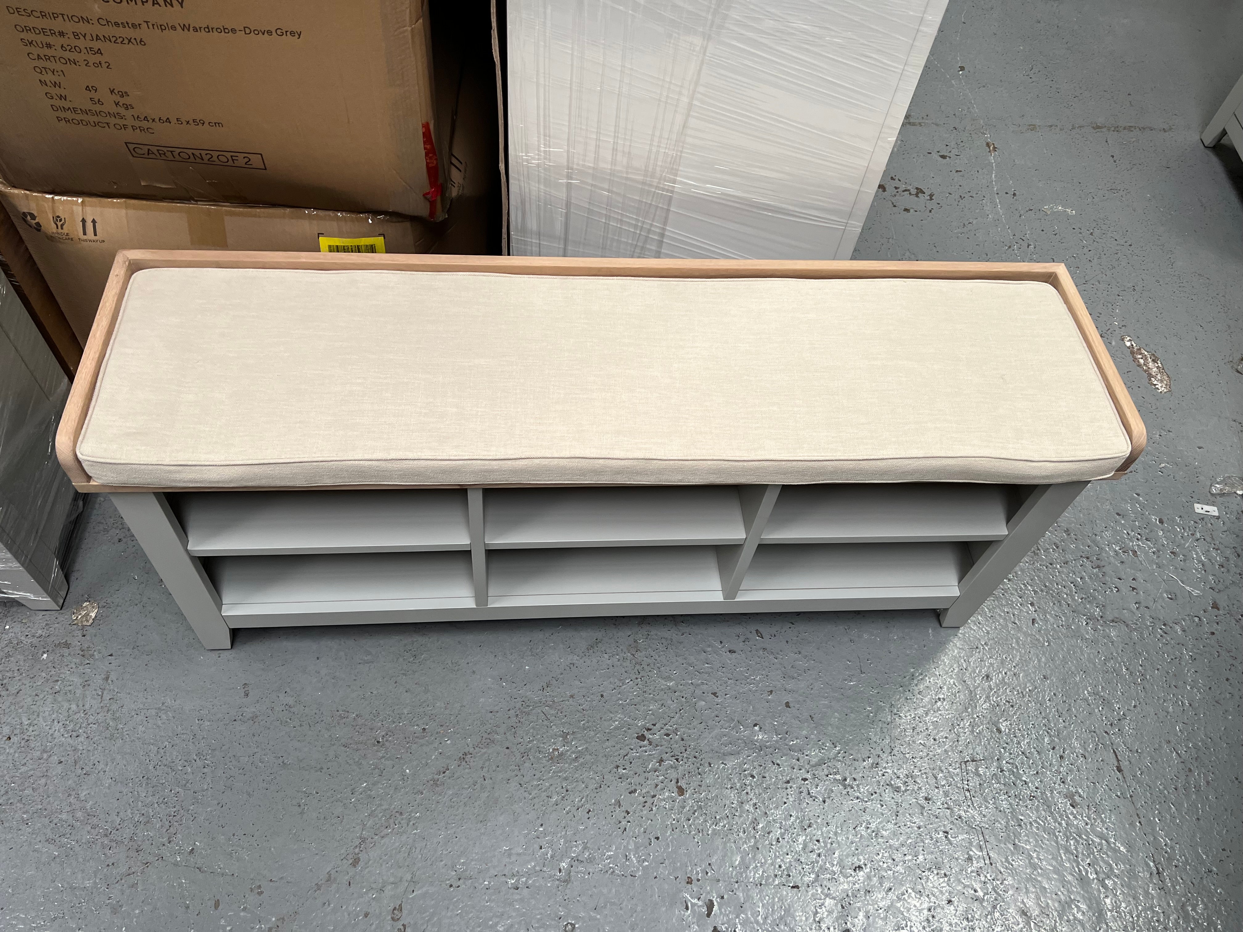 CHESTER DOVE GREY
Large Open Shoe Bench Quality Furniture Clearance Ltd