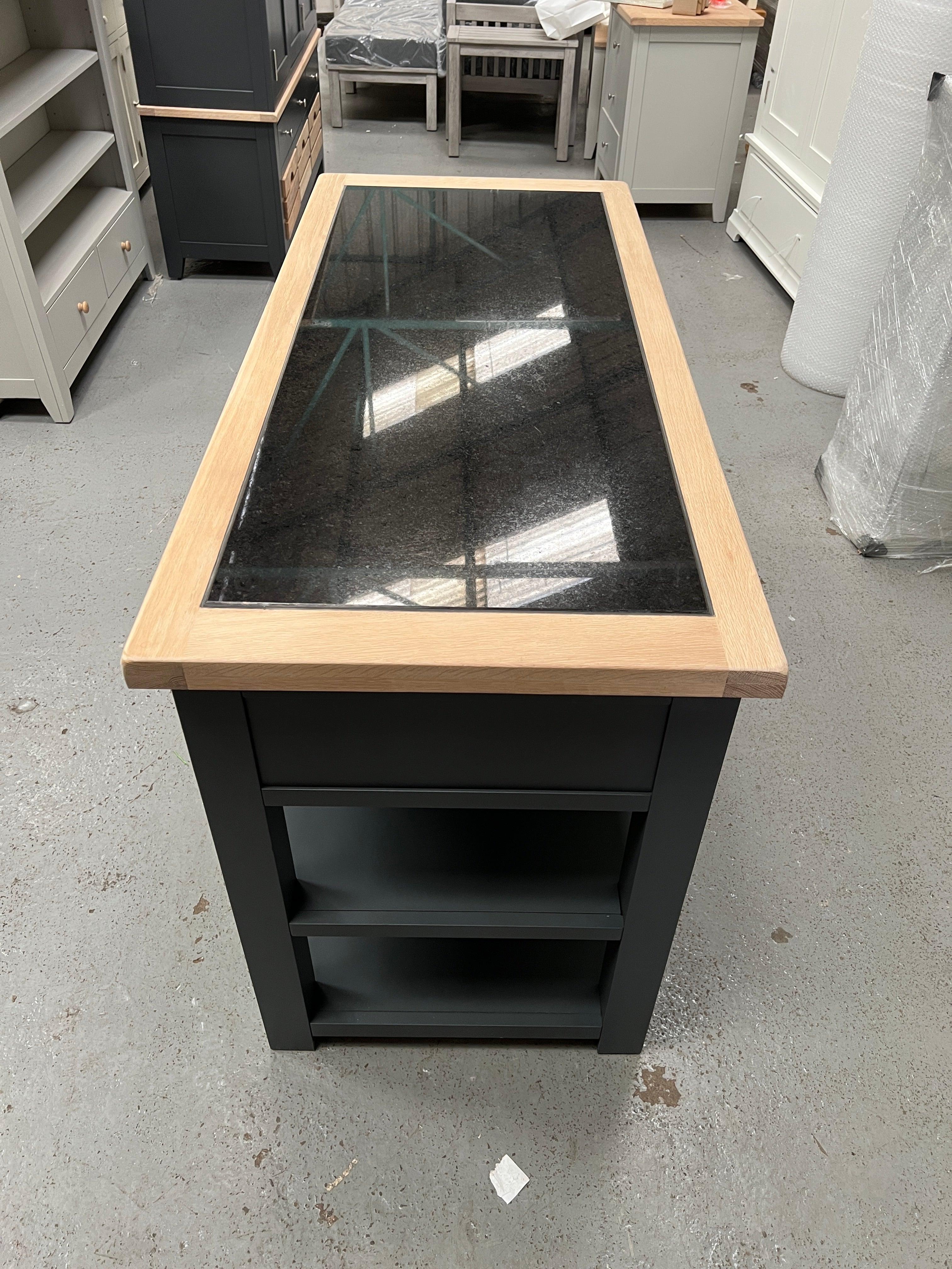 Chester Charcoal kitchen island with cupboard. Quality Furniture Clearance Ltd