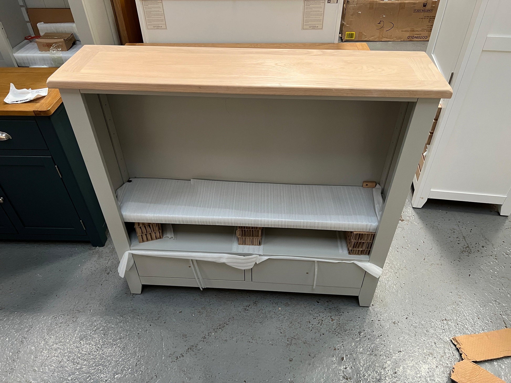 CHESTER DOVE GREY
Small Bookcase With Drawers Quality Furniture Clearance Ltd