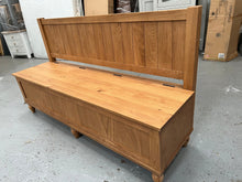 Load image into Gallery viewer, Elkstone Mellow Oak Monks Bench with Storage Quality Furniture Clearance Ltd
