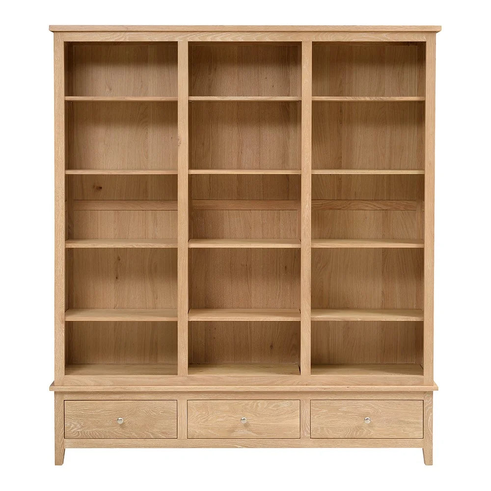 INGLESHAM WHITEWASH OAK Grand Bookcase Quality Furniture Clearance Ltd