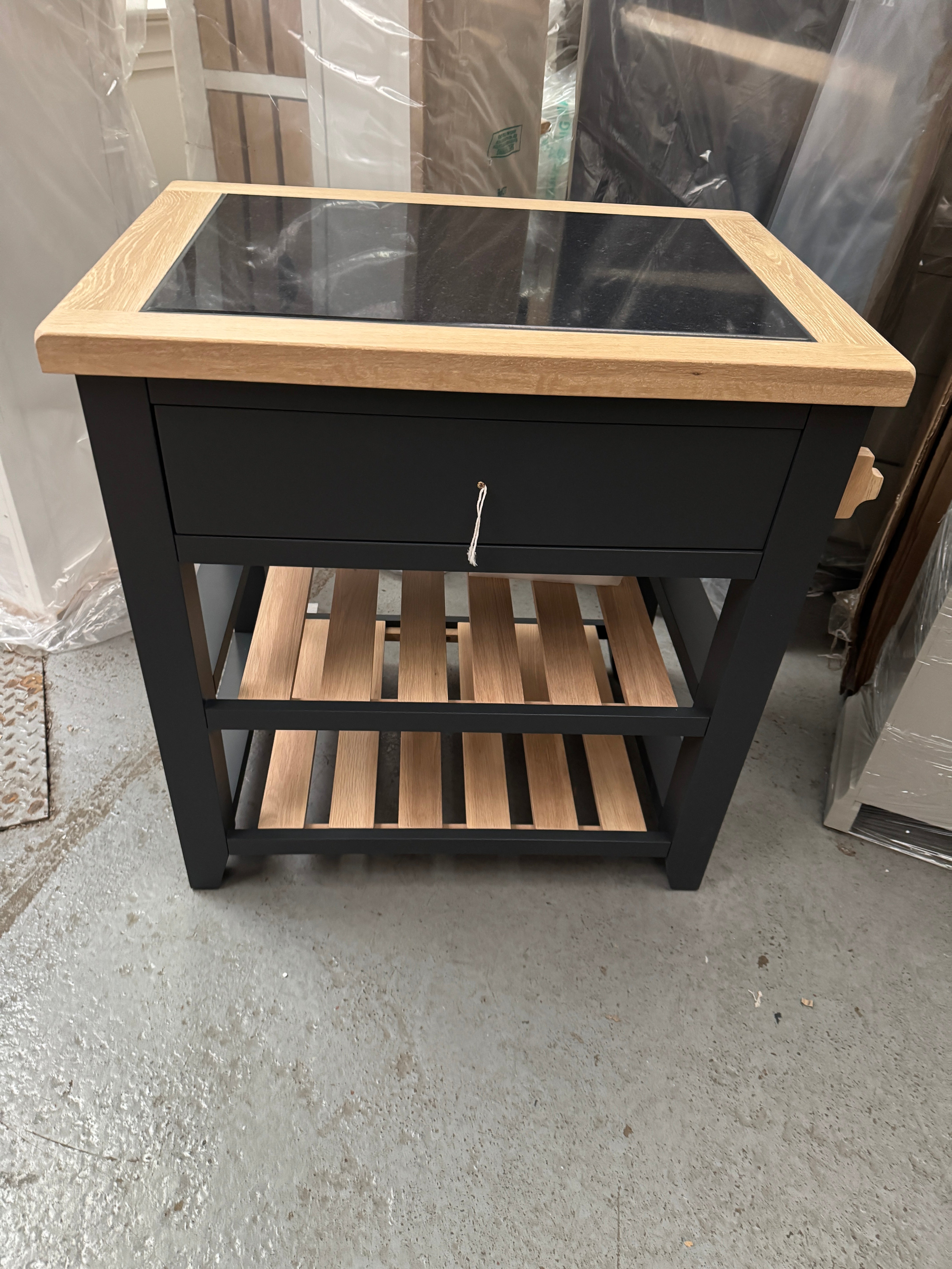 CHESTER CHARCOAL Small Kitchen Island with Granite Top Quality Furniture Clearance Ltd