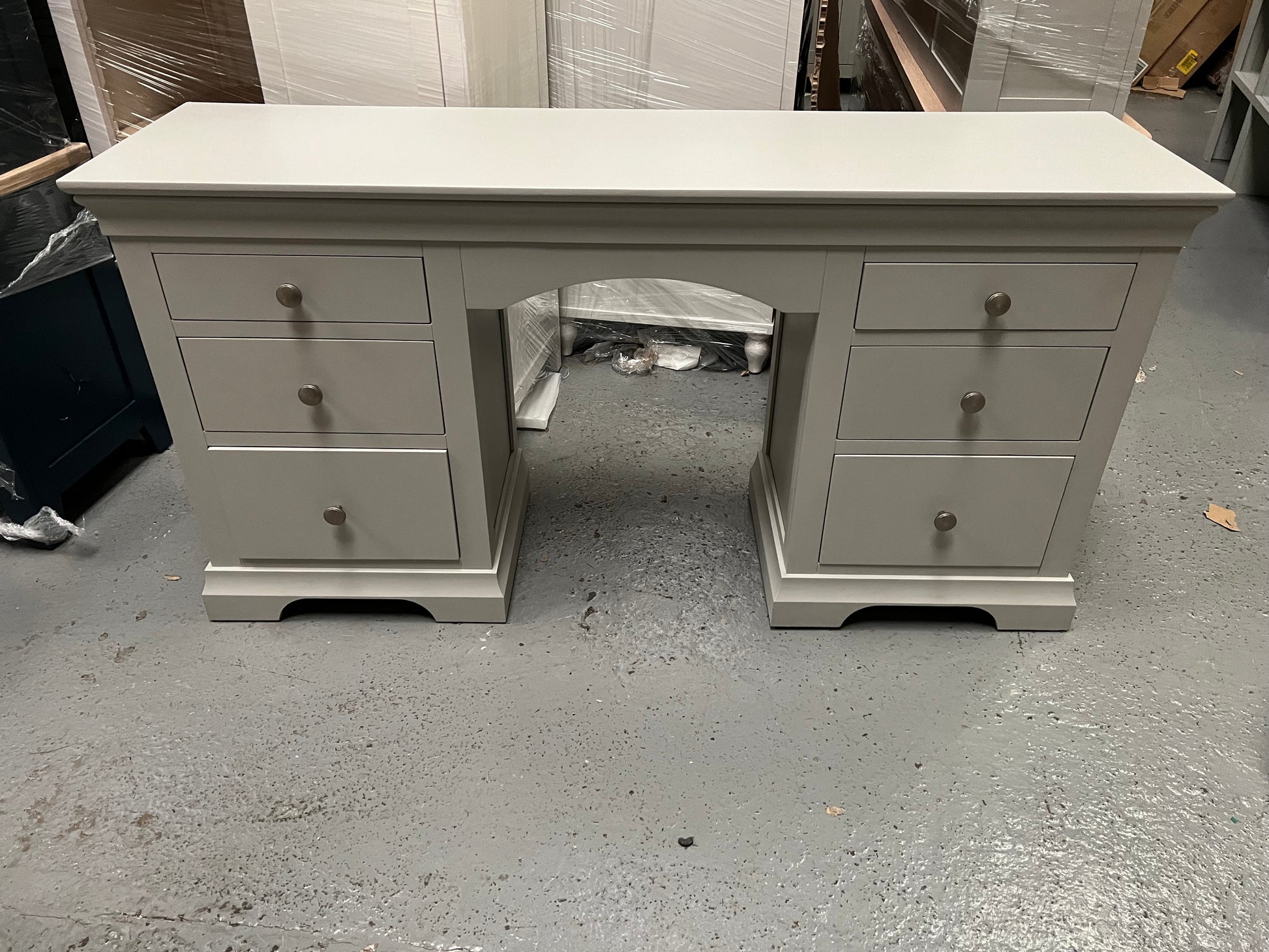 grey double pedestal dressing table Richmond Twin Pedestal Dressing Table Julian Bowen