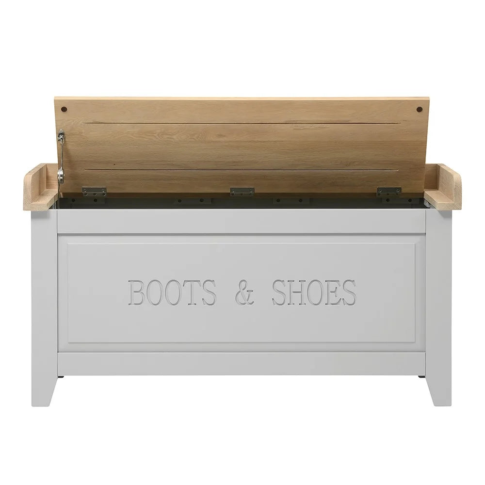 Chester Dove Grey Large Shoe Storage Trunk and Bench furniture delivered