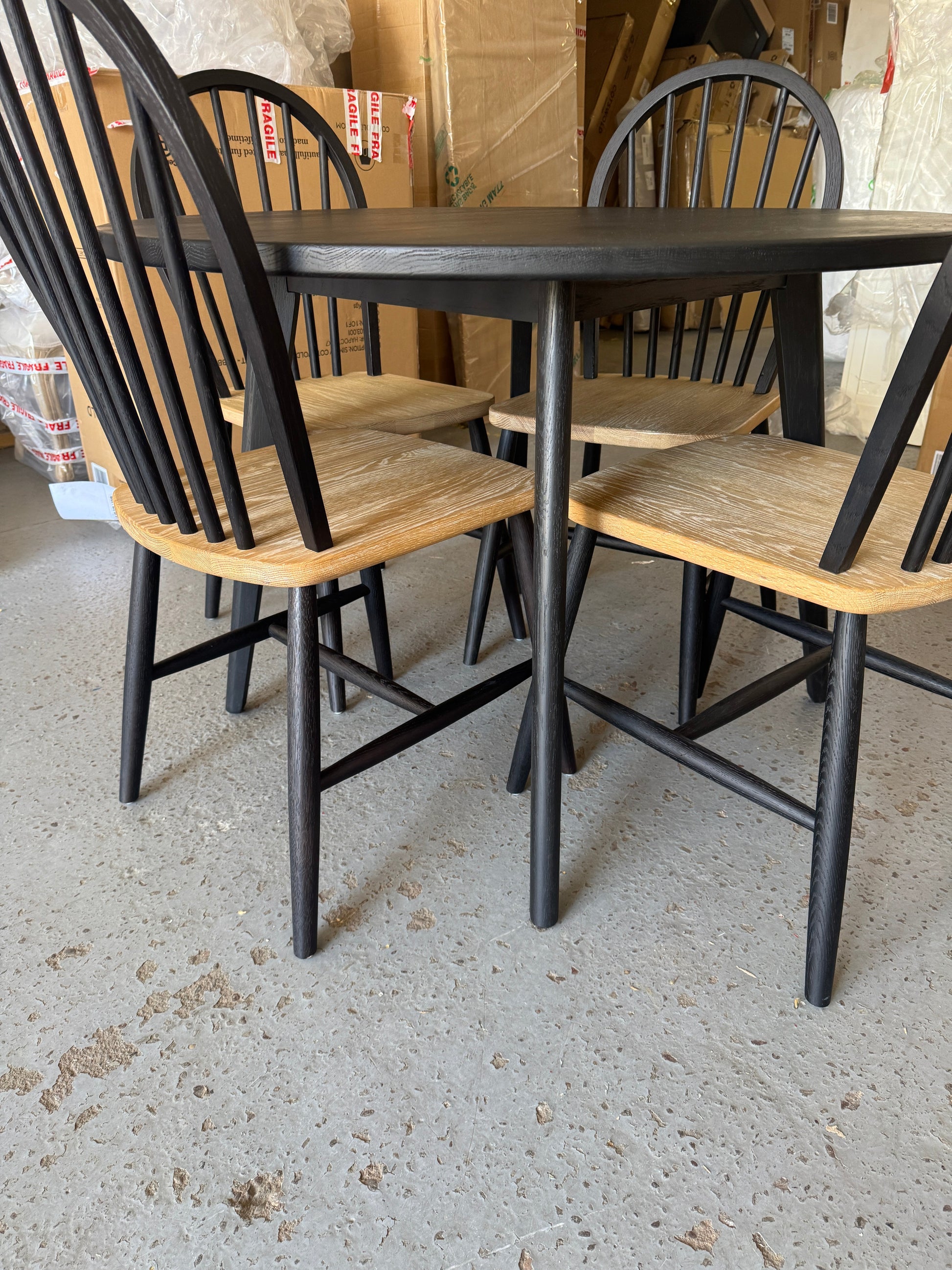 BERKELEY BLACK OAK Dining Table and 4 Chairs Quality Furniture Clearance Ltd