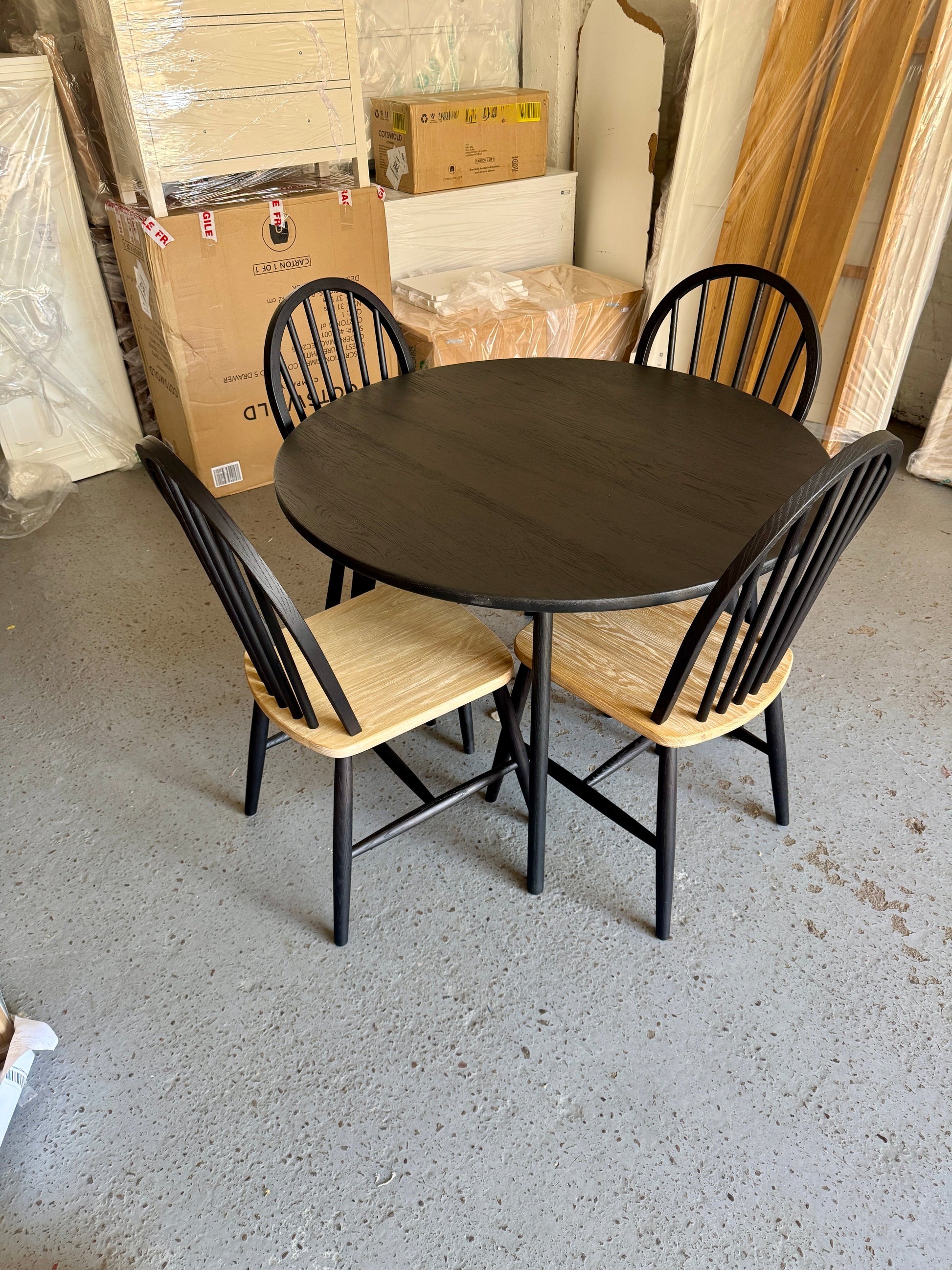 BERKELEY BLACK OAK Dining Table and 4 Chairs Quality Furniture Clearance Ltd