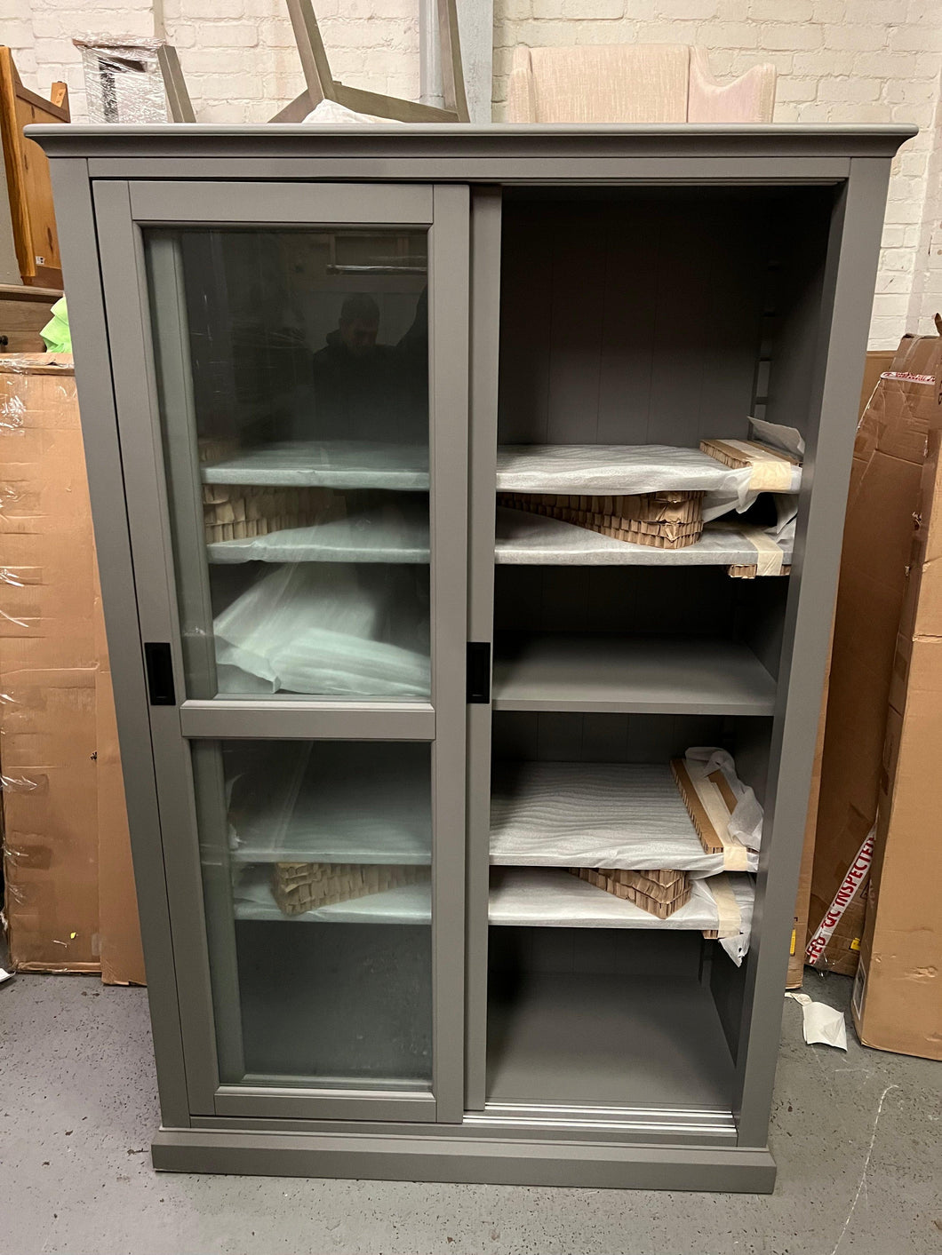 Stow Flint Grey Glazed Display Cabinet furniture delivered