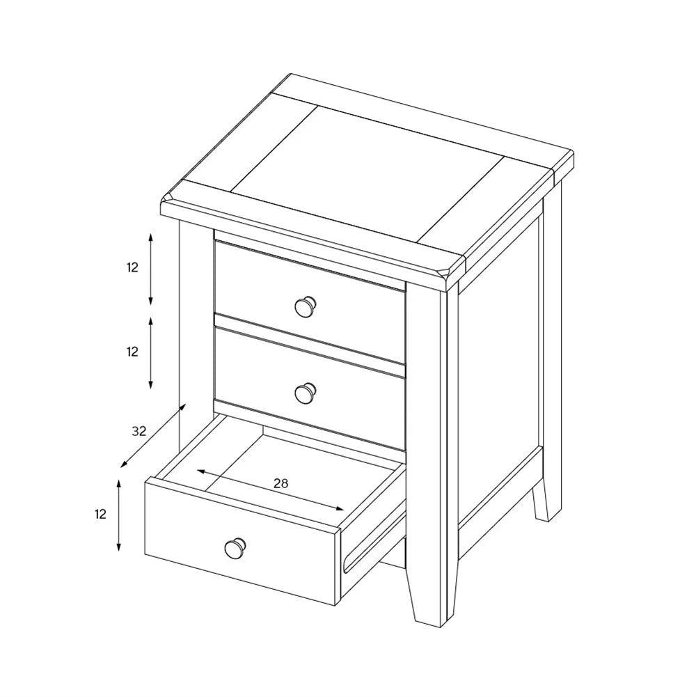 Set of 2 x CHESTER PURE WHITE
3 Drawer Bedside Tables Quality Furniture Clearance Ltd