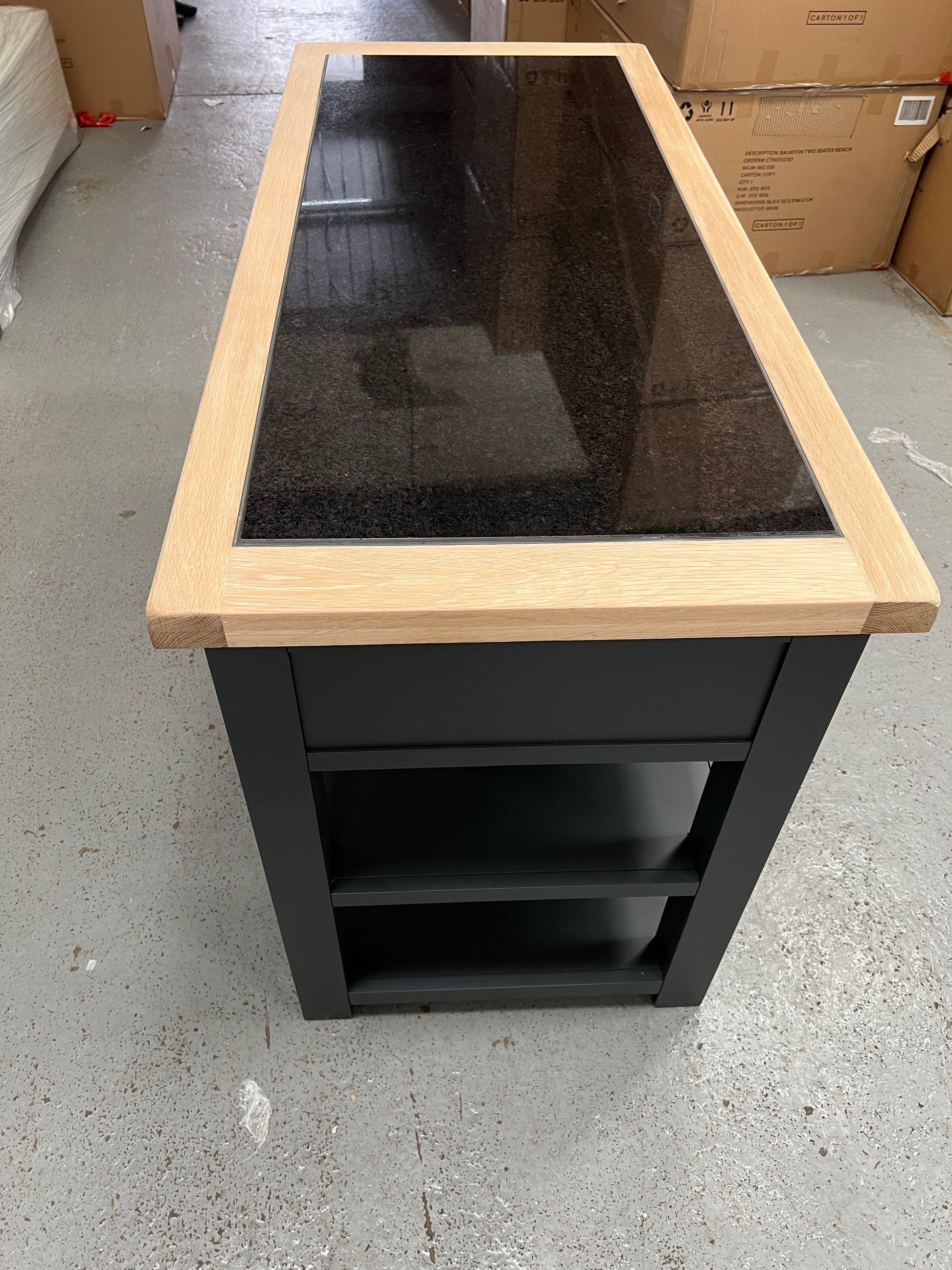 Chester Charcoal kitchen island with cupboard. Quality Furniture Clearance Ltd
